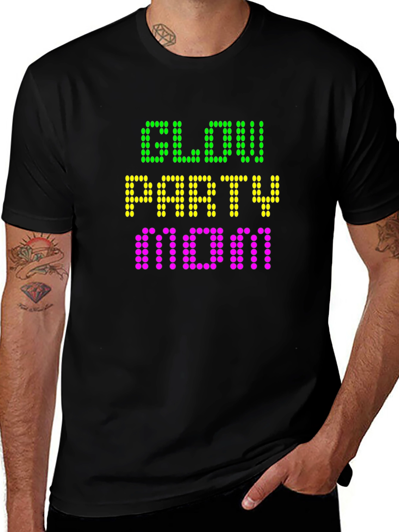 Glow Party Mom Black T-Shirt