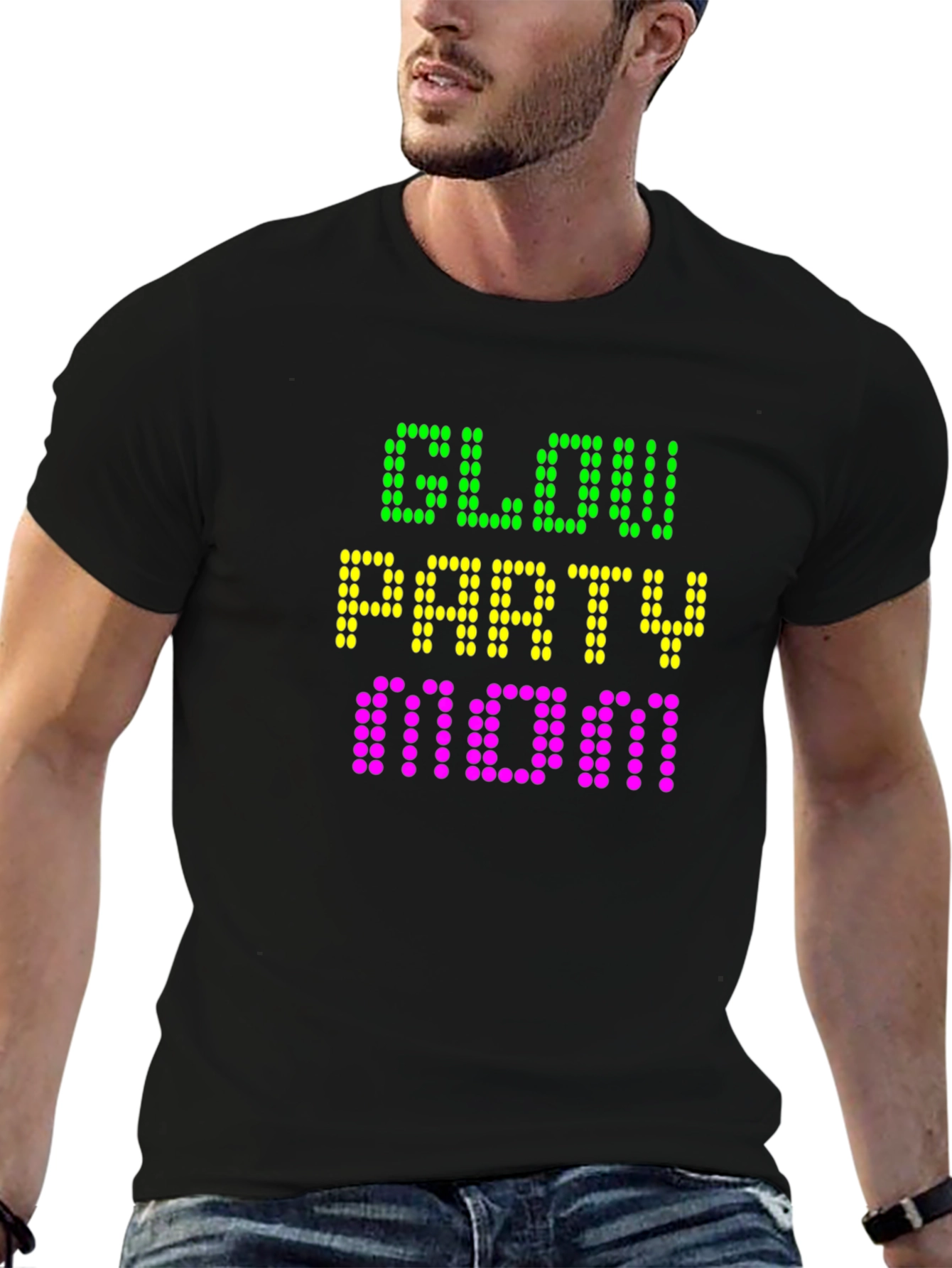 Glow Party Mom Black T-Shirt