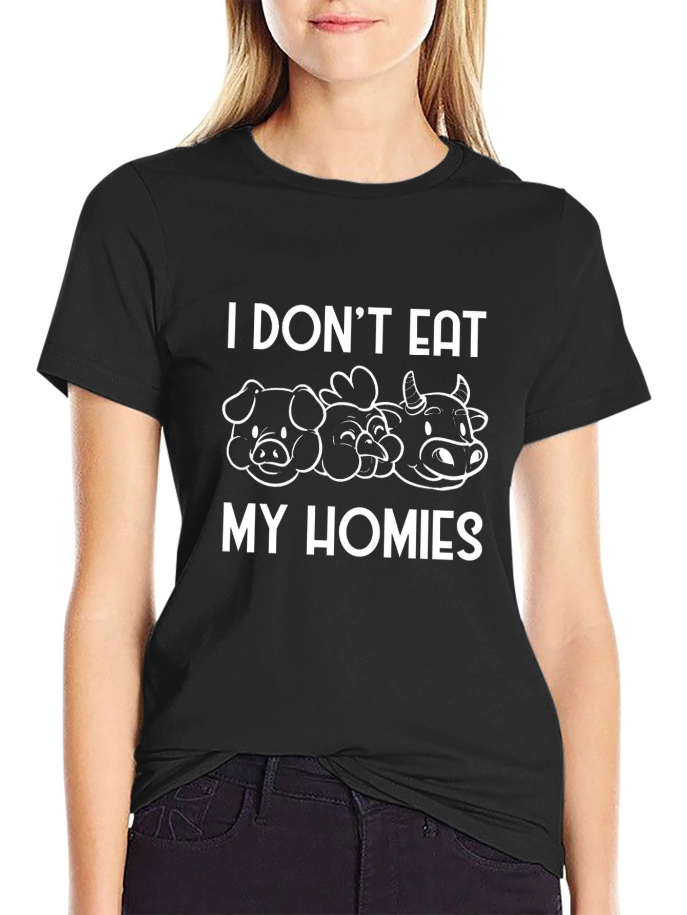 Vegan Black T-Shirt - I Dont Eat My Homies