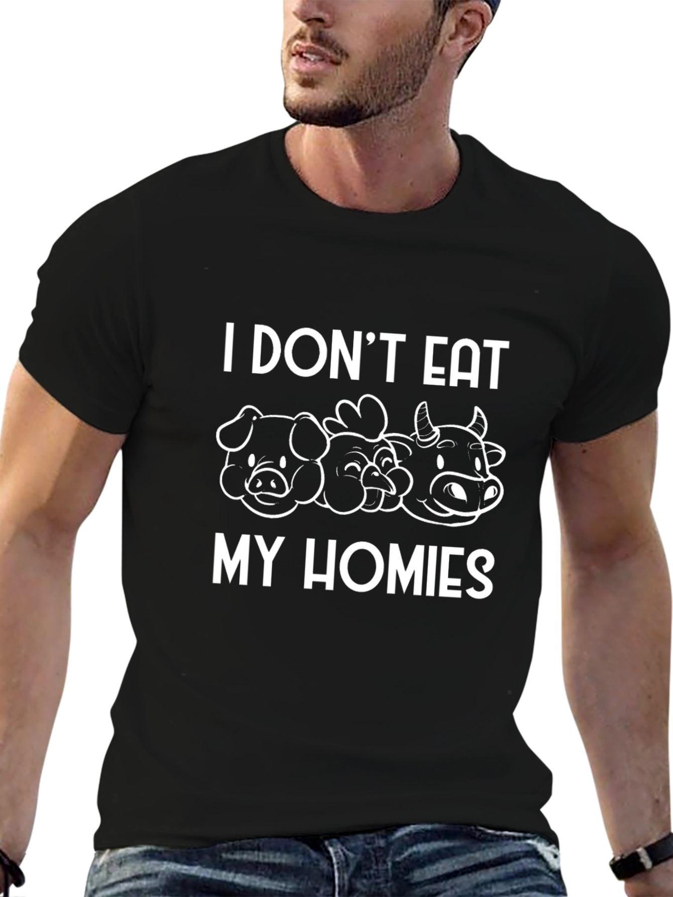 Vegan Black T-Shirt - I Dont Eat My Homies