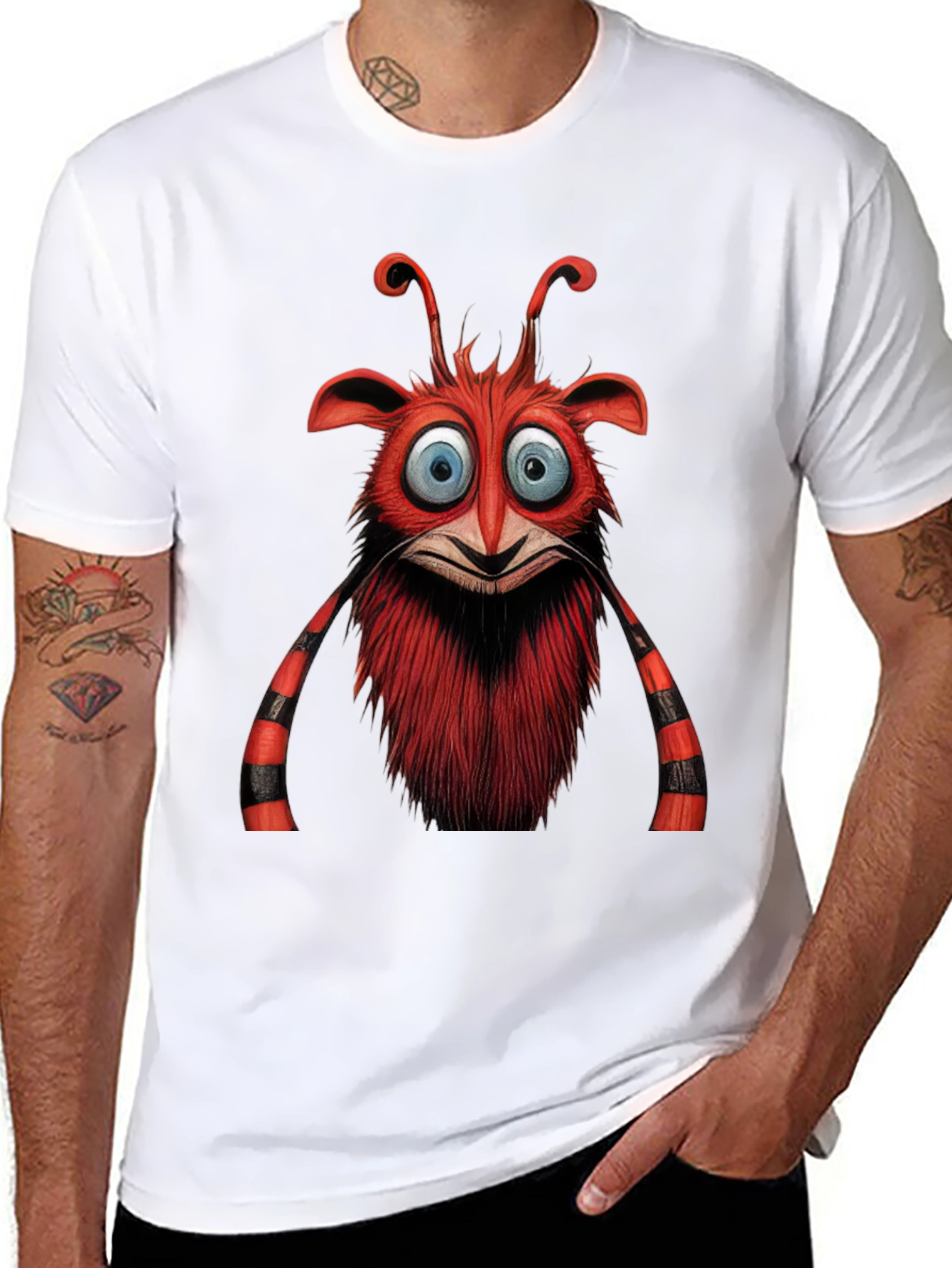 Cartoon Monster Graphic Tee - Black