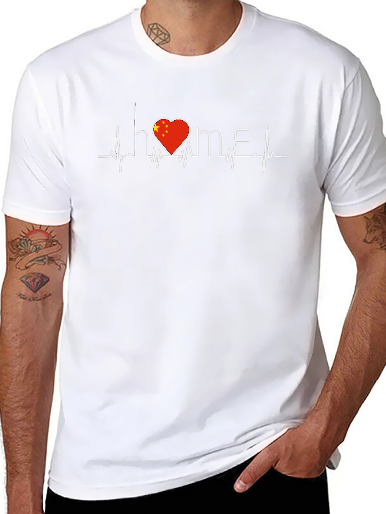 China Heartbeat Home Black T-Shirt
