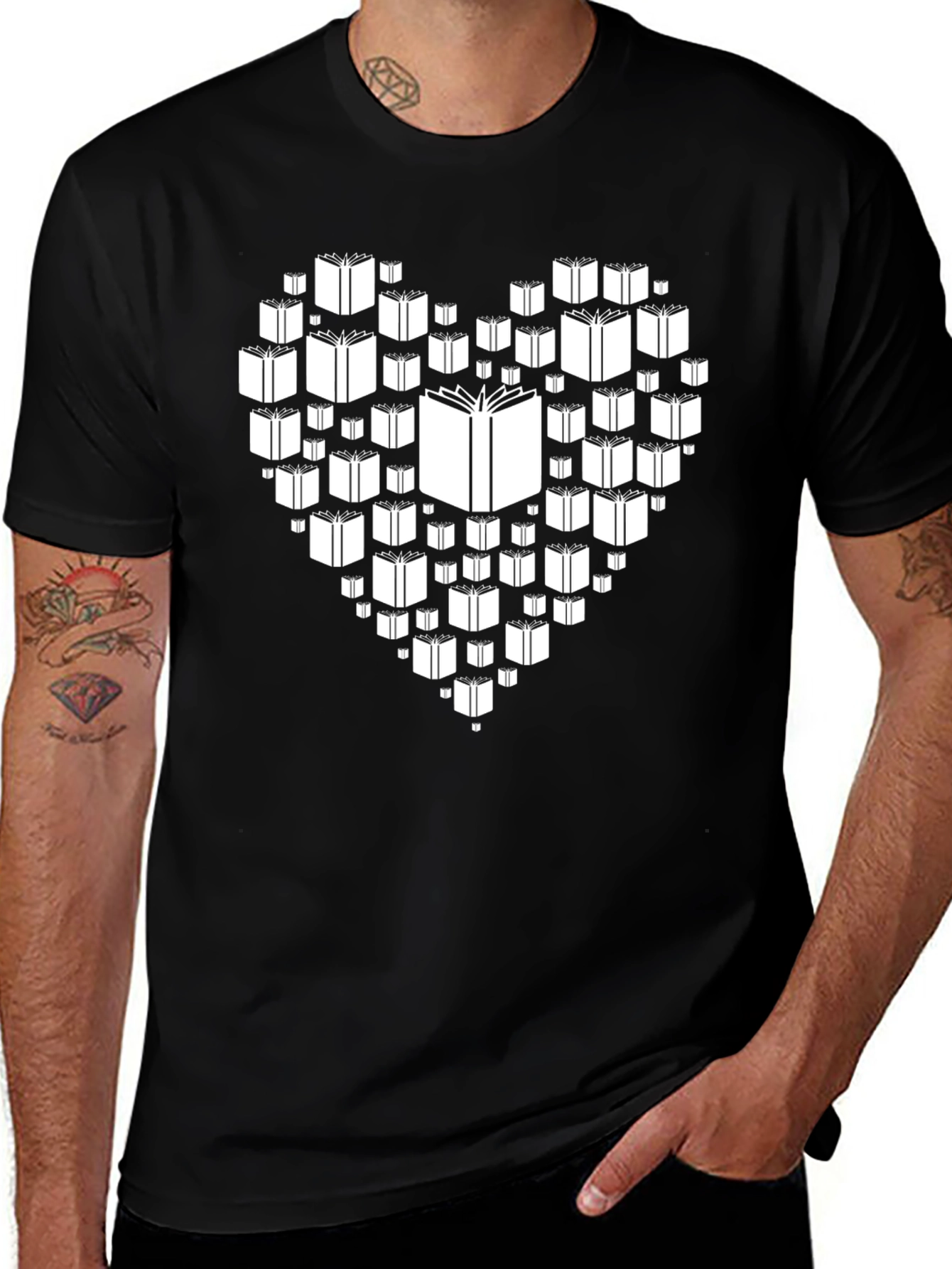 Book Lover T-Shirt - Heart Shaped Book Design