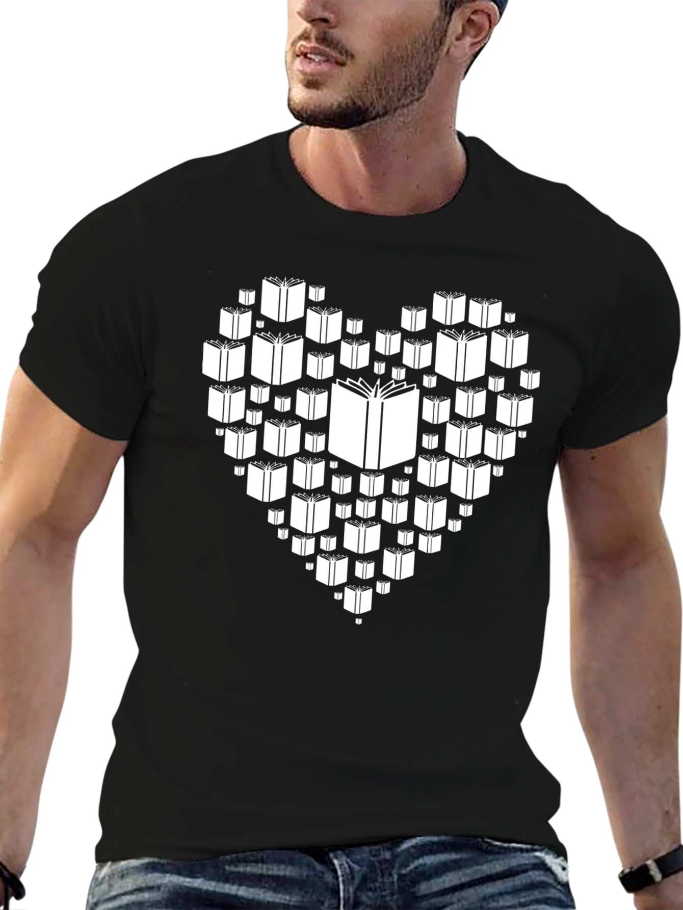 Book Lover T-Shirt - Heart Shaped Book Design