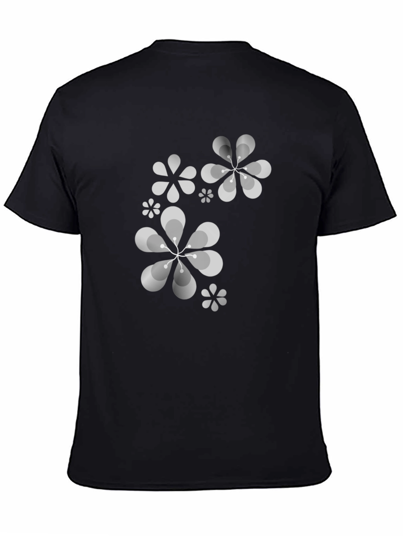 Retro Floral Print Black T-Shirt