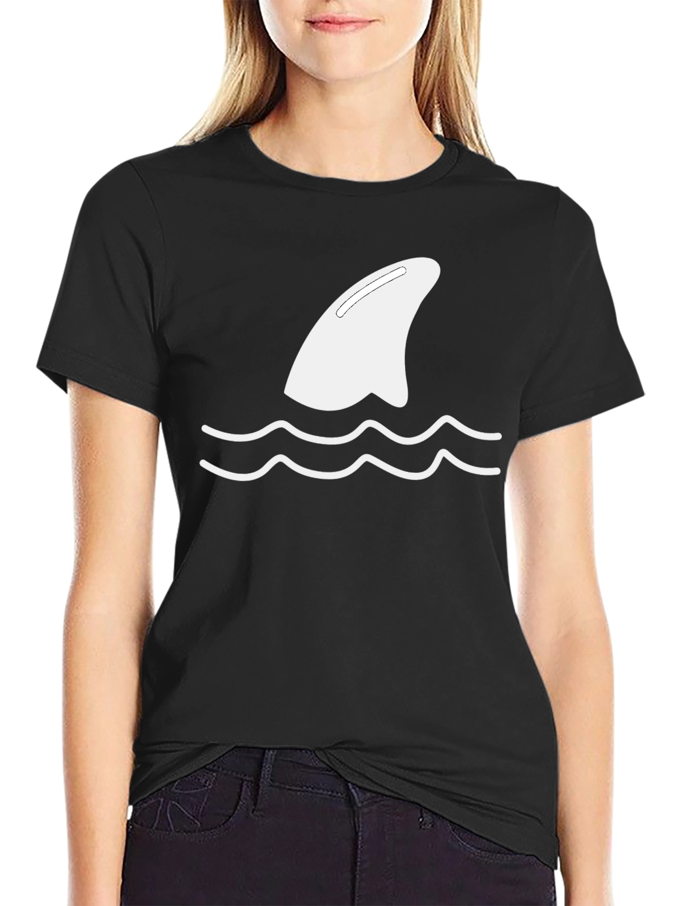 Mens Black Shark Fin Tee
