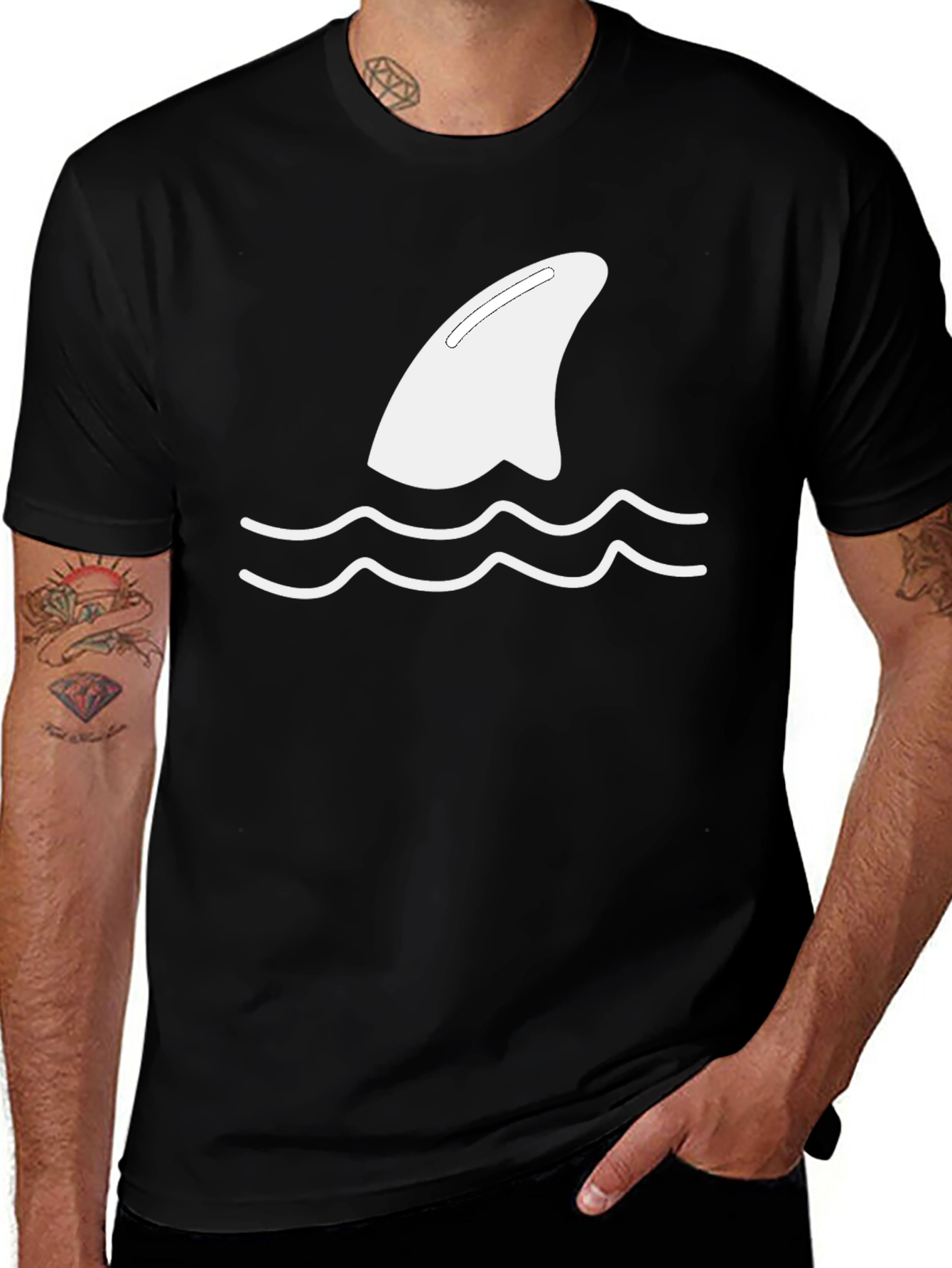 Mens Black Shark Fin Tee