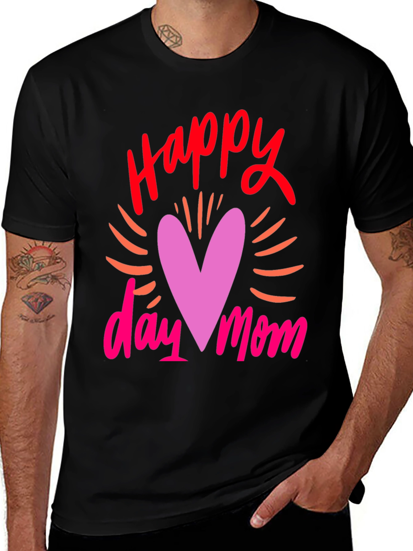 Happy Mothers Day Black Graphic Tee for Men