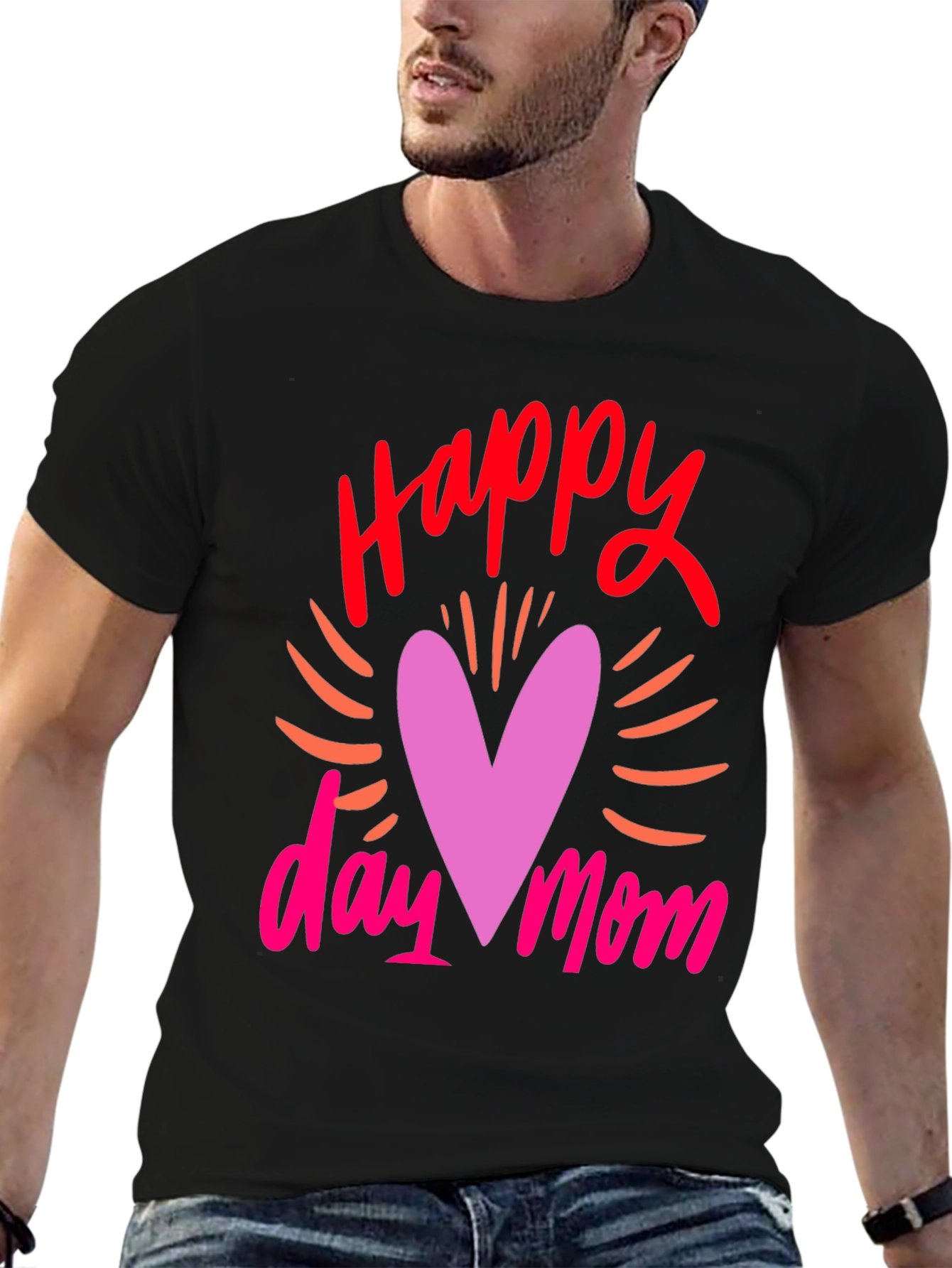 Happy Mothers Day Black Graphic Tee for Men