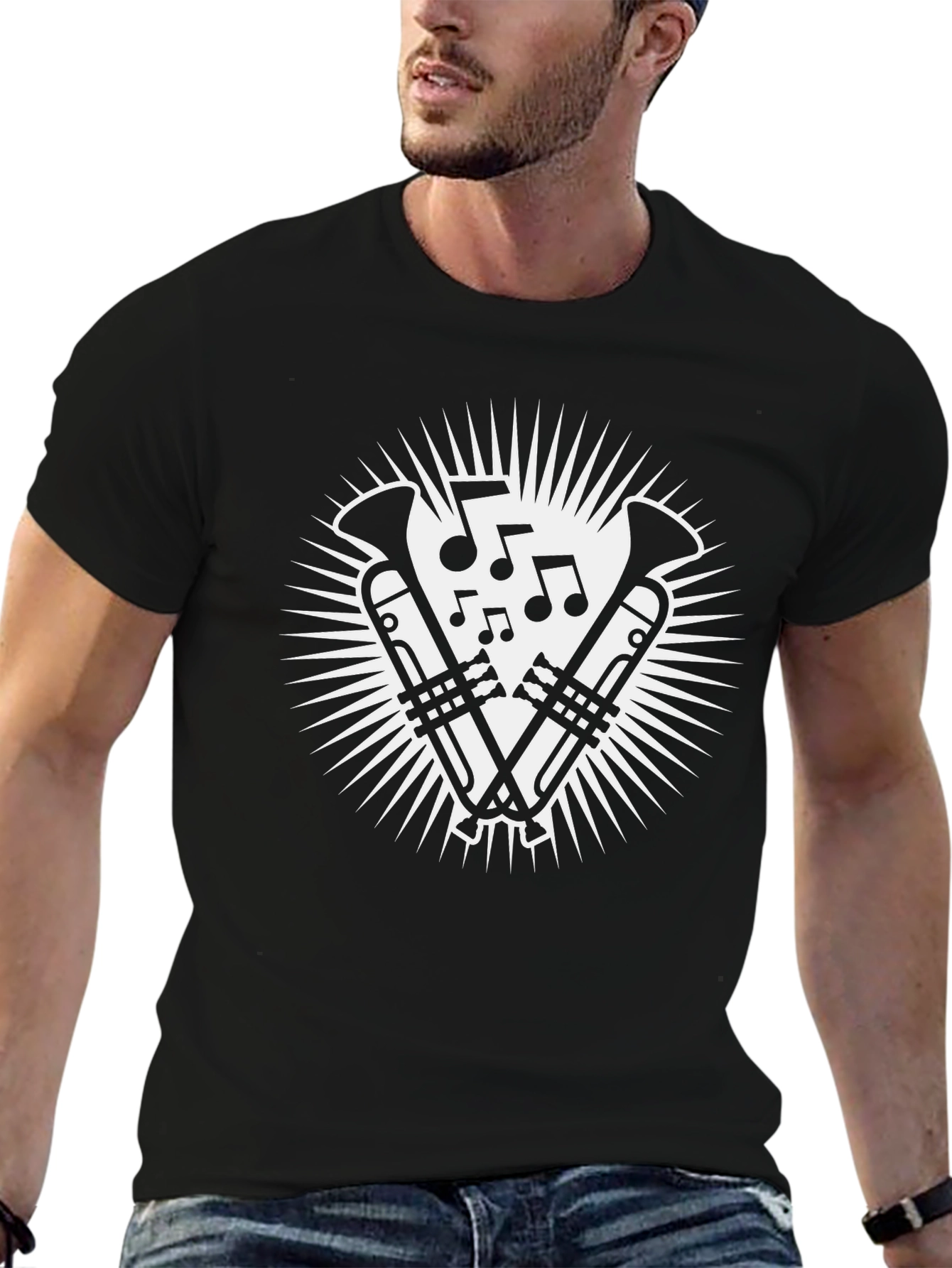Music Lovers Trombone T-Shirt - Black