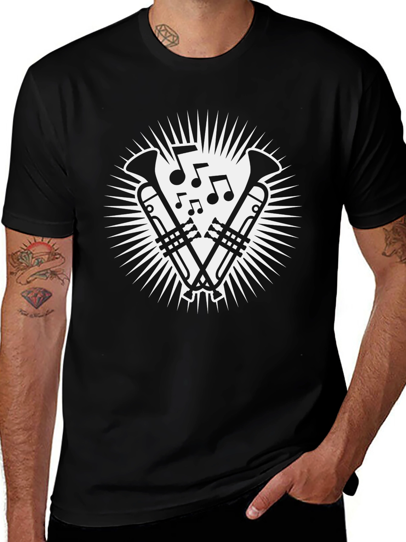 Music Lovers Trombone T-Shirt - Black