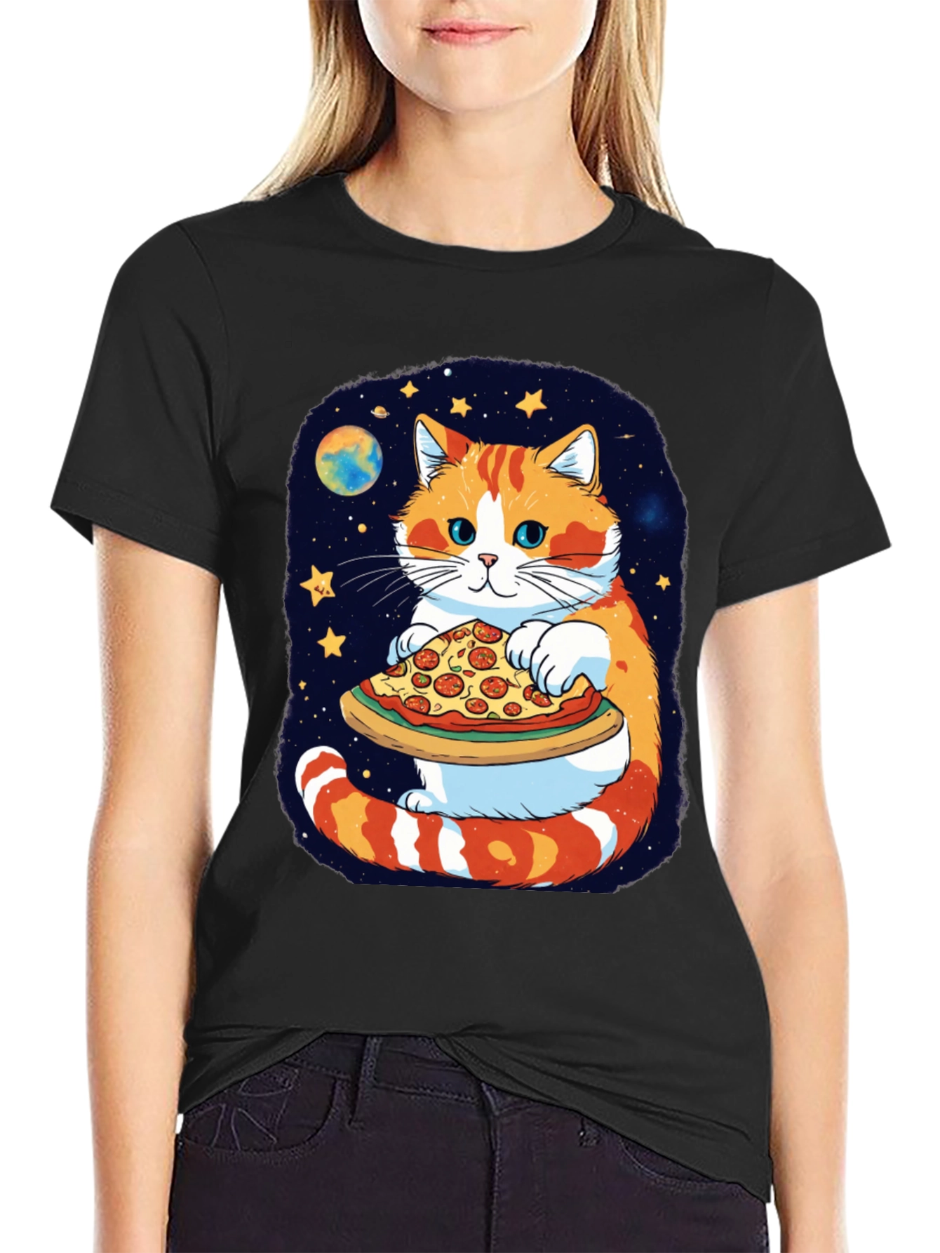 Cat Pizza T-Shirt - Galaxy Pet Tee