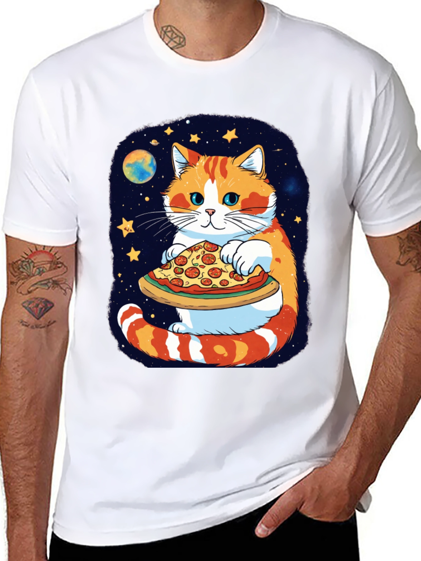 Cat Pizza T-Shirt - Galaxy Pet Tee