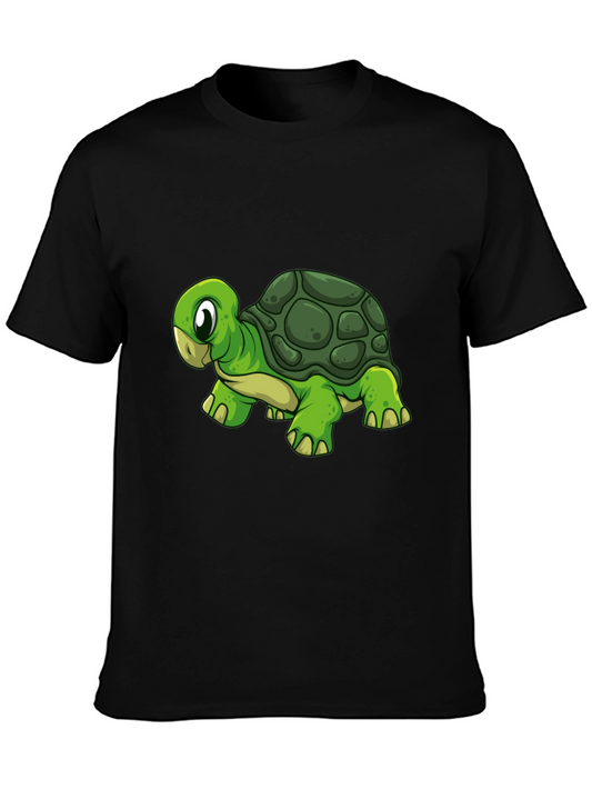 Cartoon Turtle Graphic Black T-Shirt