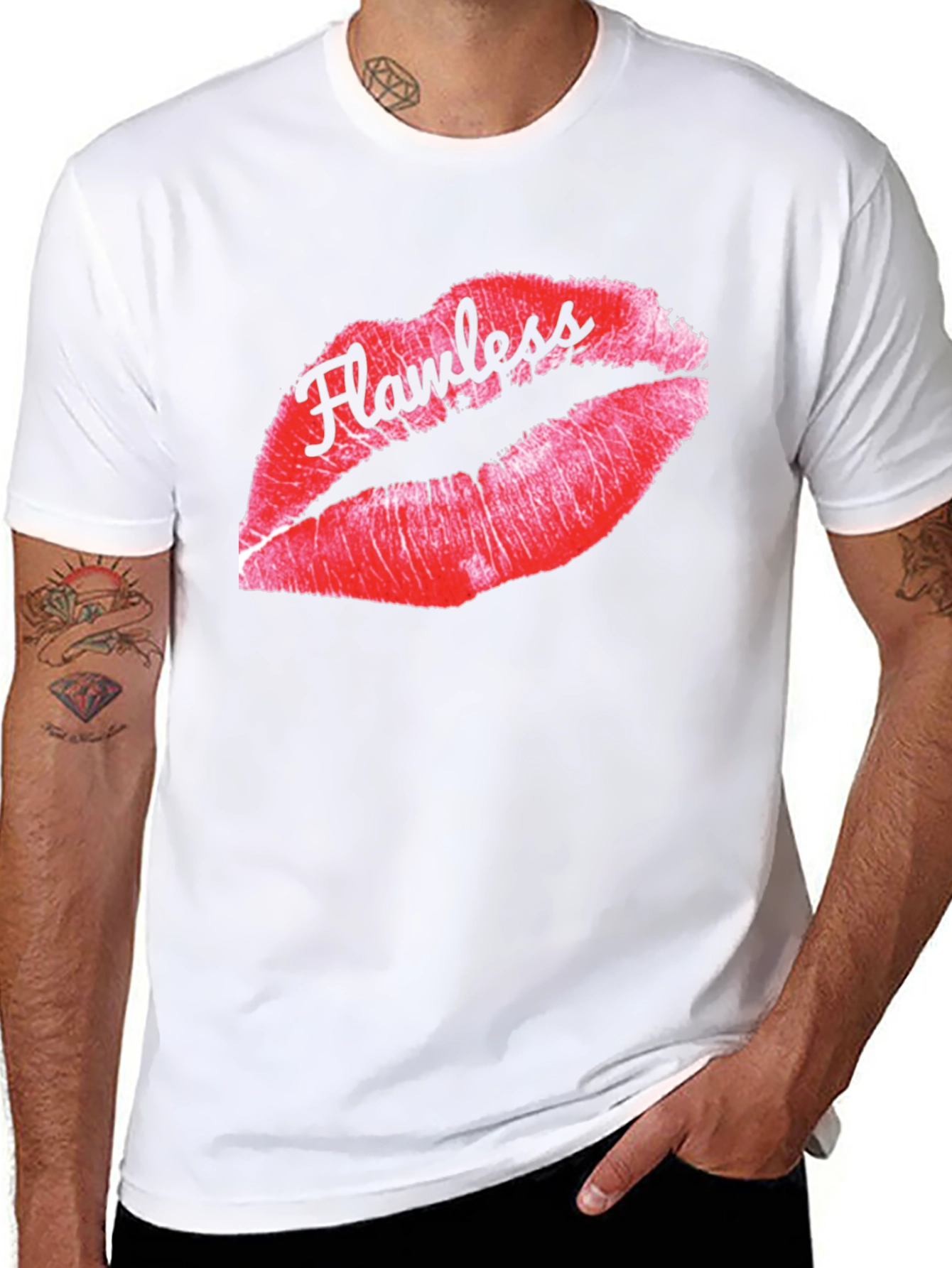 Flawless Lips Graphic Tee - Stylish Black T-Shirt