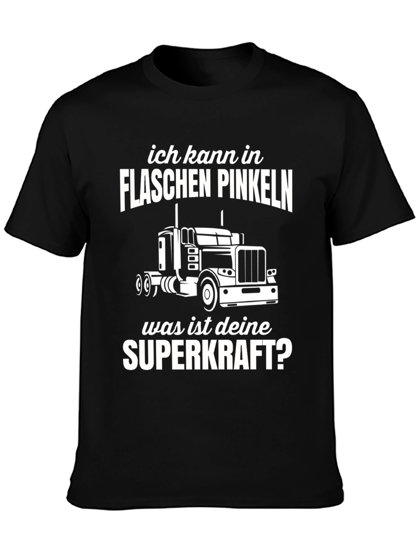 Trucker Superpower T-Shirt - Black Crew Neck