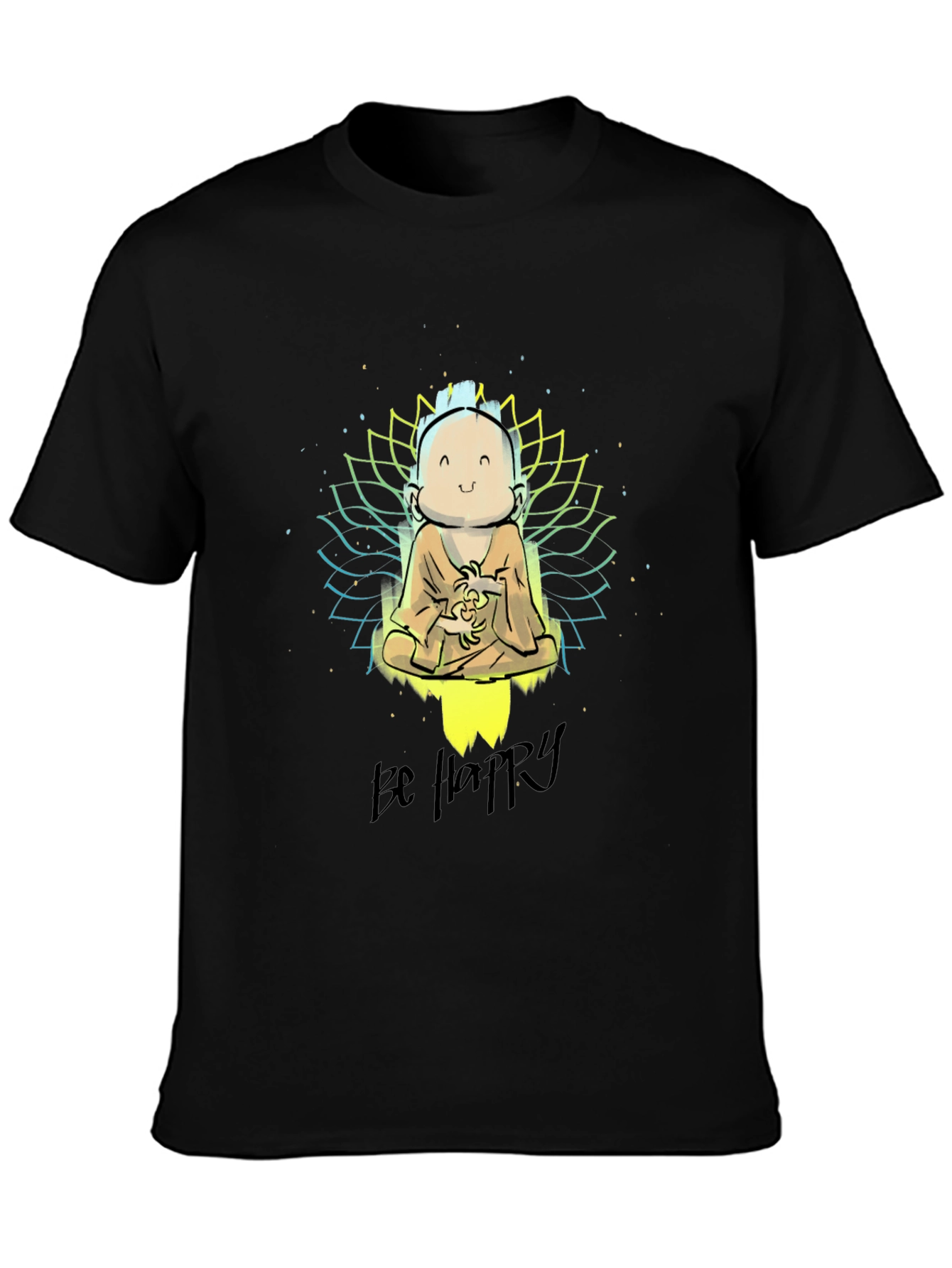 Be Happy Graphic Tee - Buddha Design