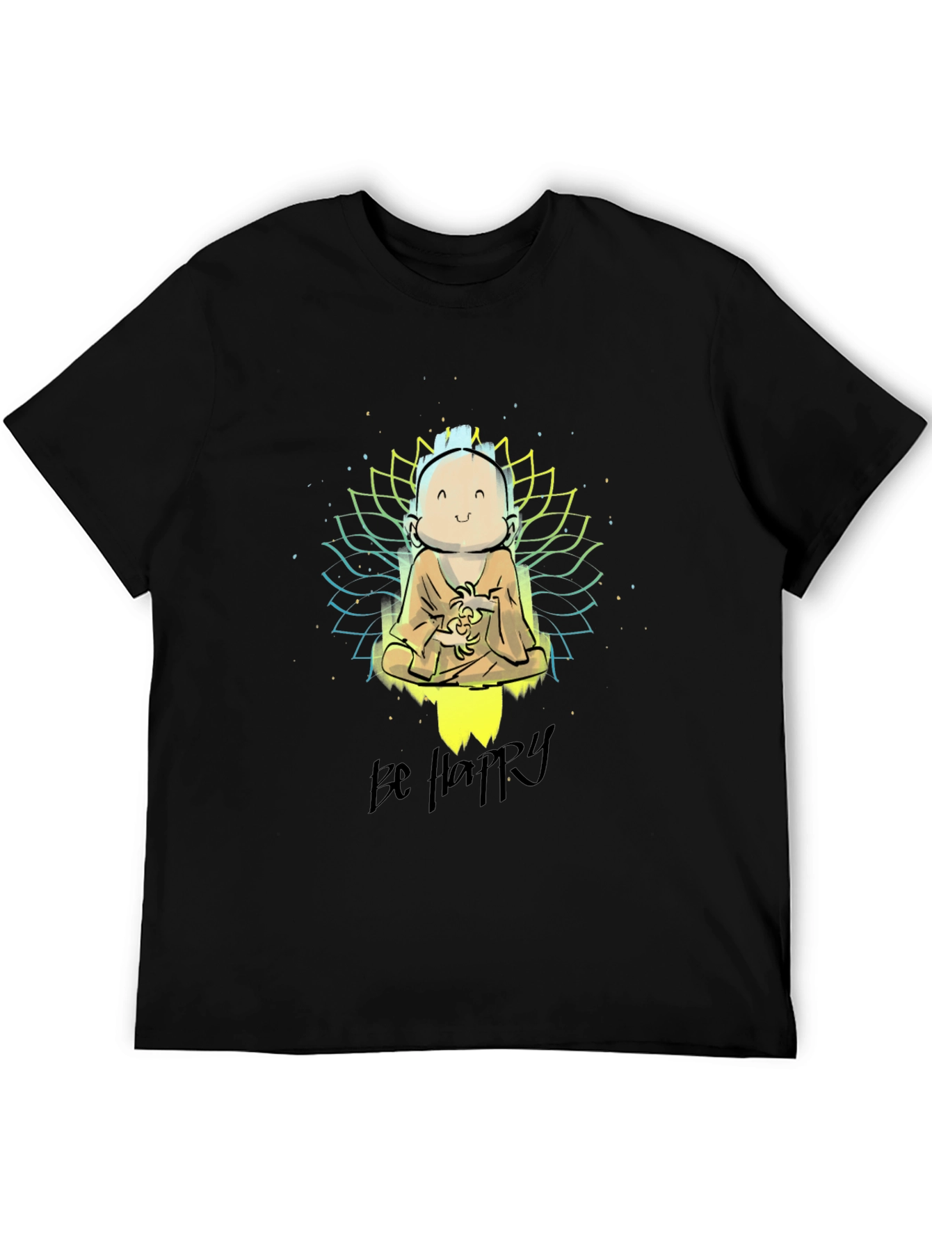 Be Happy Graphic Tee - Buddha Design