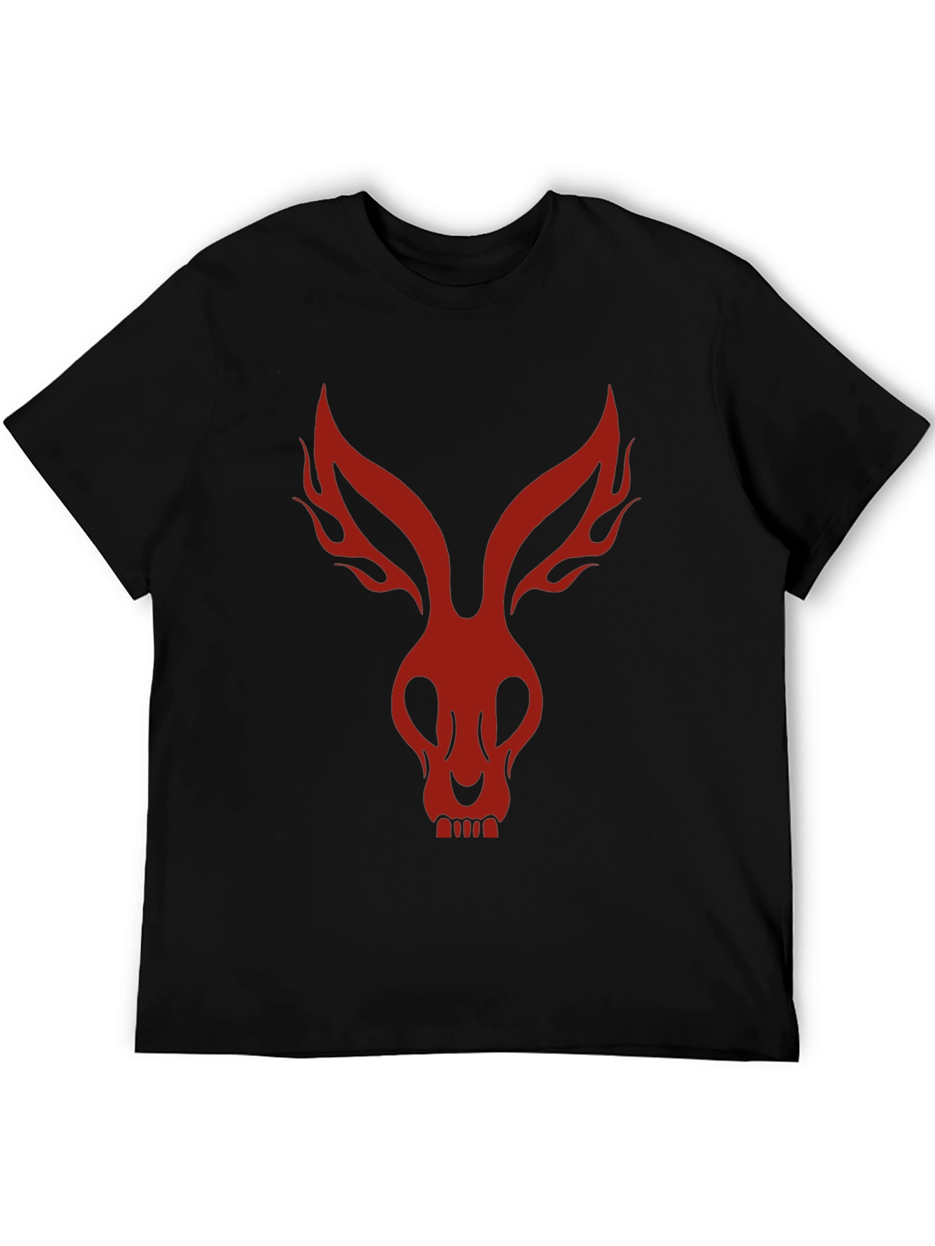 Mens Black T-Shirt with Red Rabbit Skull Design