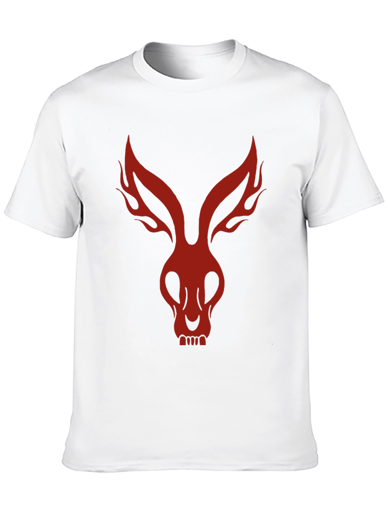 Mens Black T-Shirt with Red Rabbit Skull Design