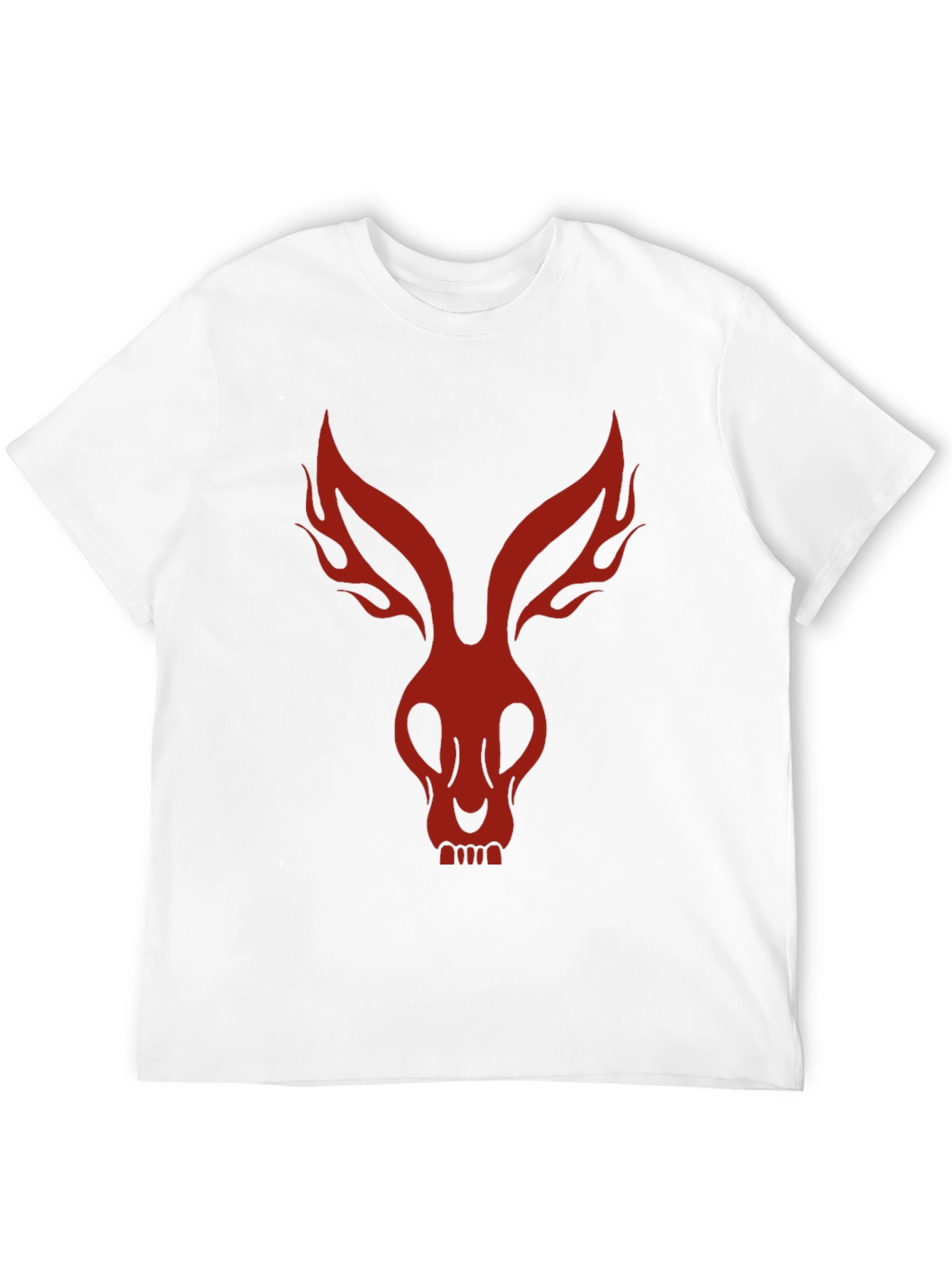 Mens Black T-Shirt with Red Rabbit Skull Design