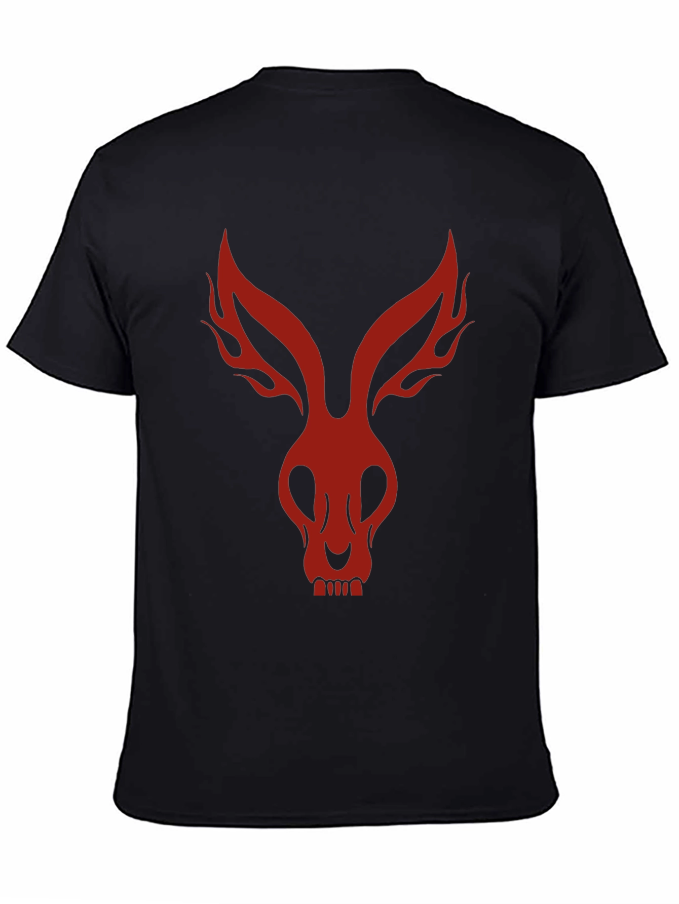 Mens Black T-Shirt with Red Rabbit Skull Design