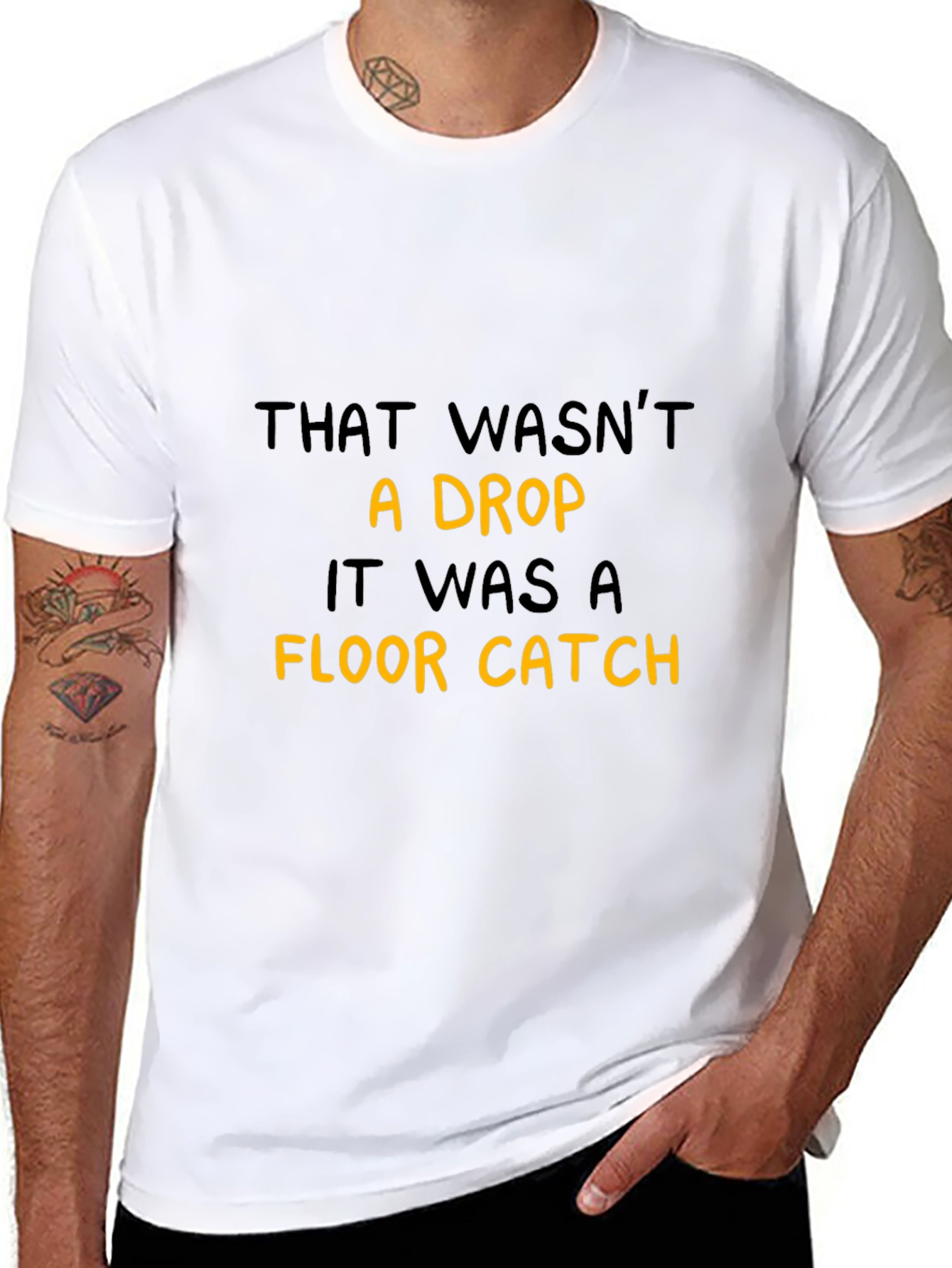 Funny Floor Catch Graphic Tee - Black Cotton