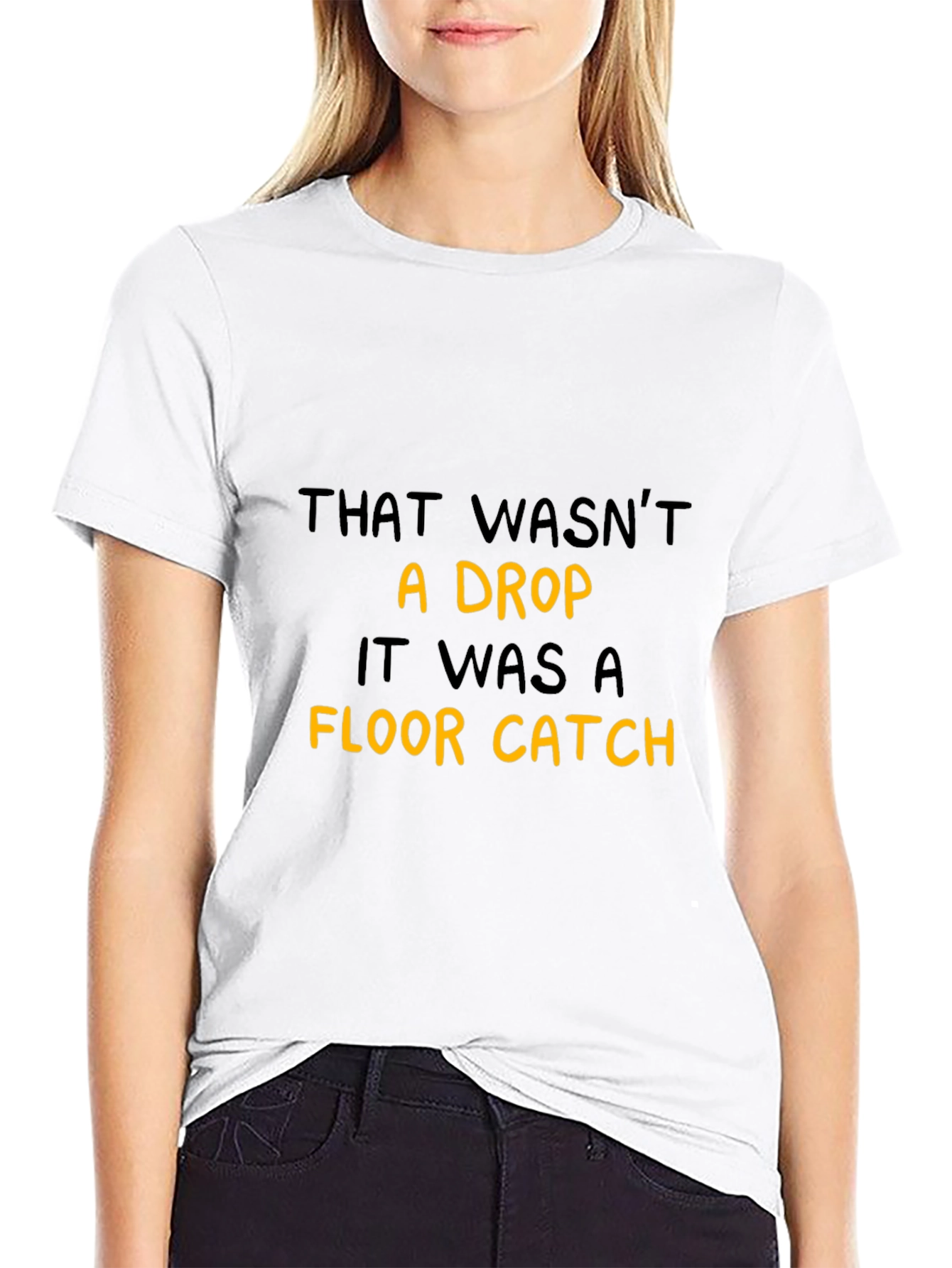 Funny Floor Catch Graphic Tee - Black Cotton