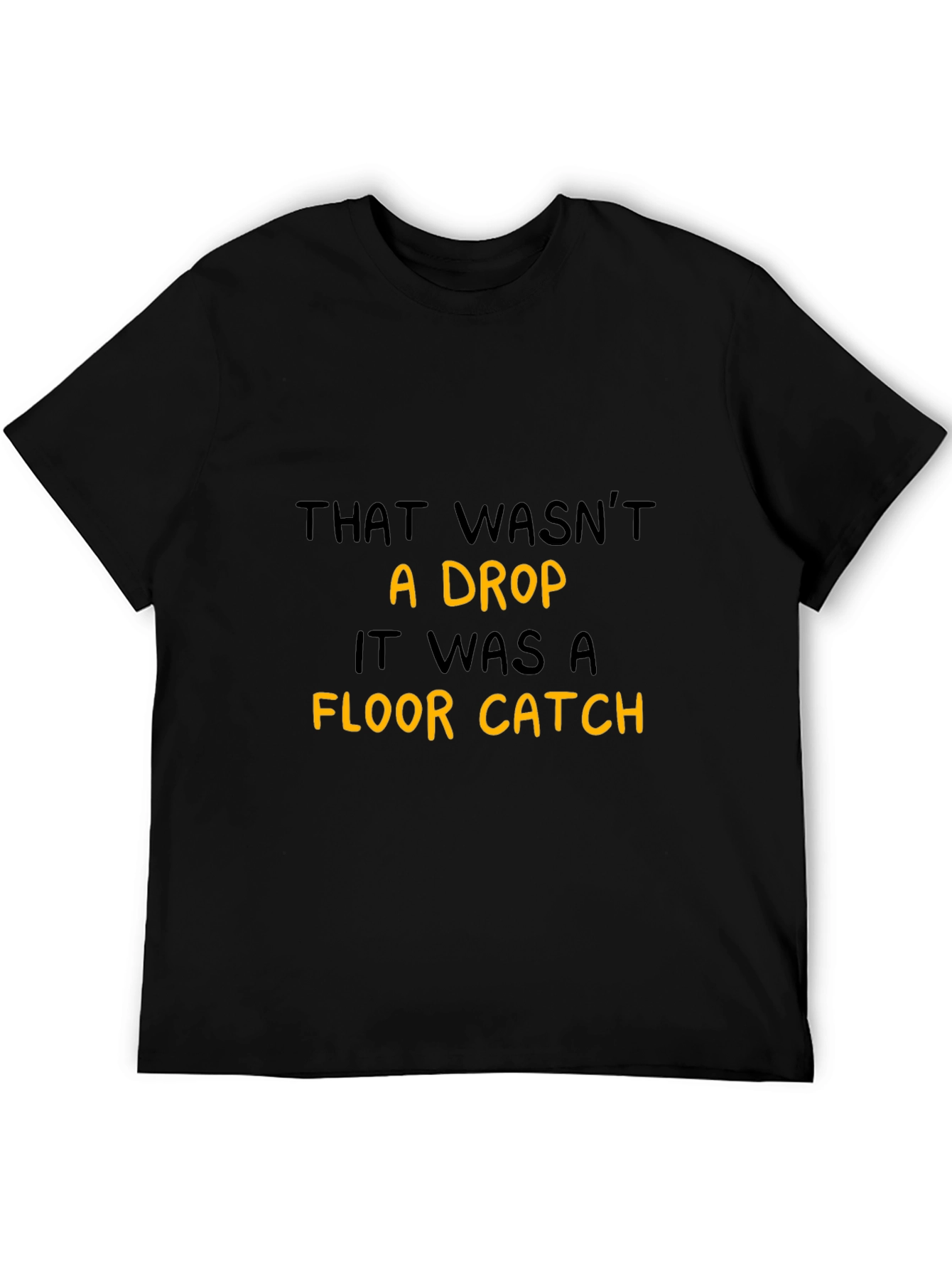 Funny Floor Catch Graphic Tee - Black Cotton