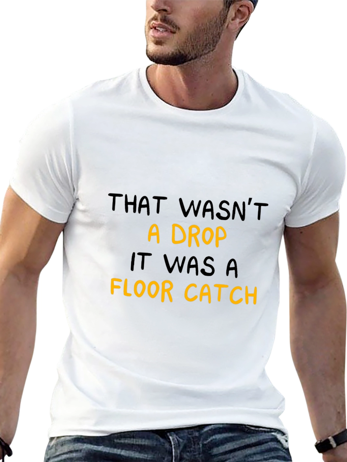 Funny Floor Catch Graphic Tee - Black Cotton