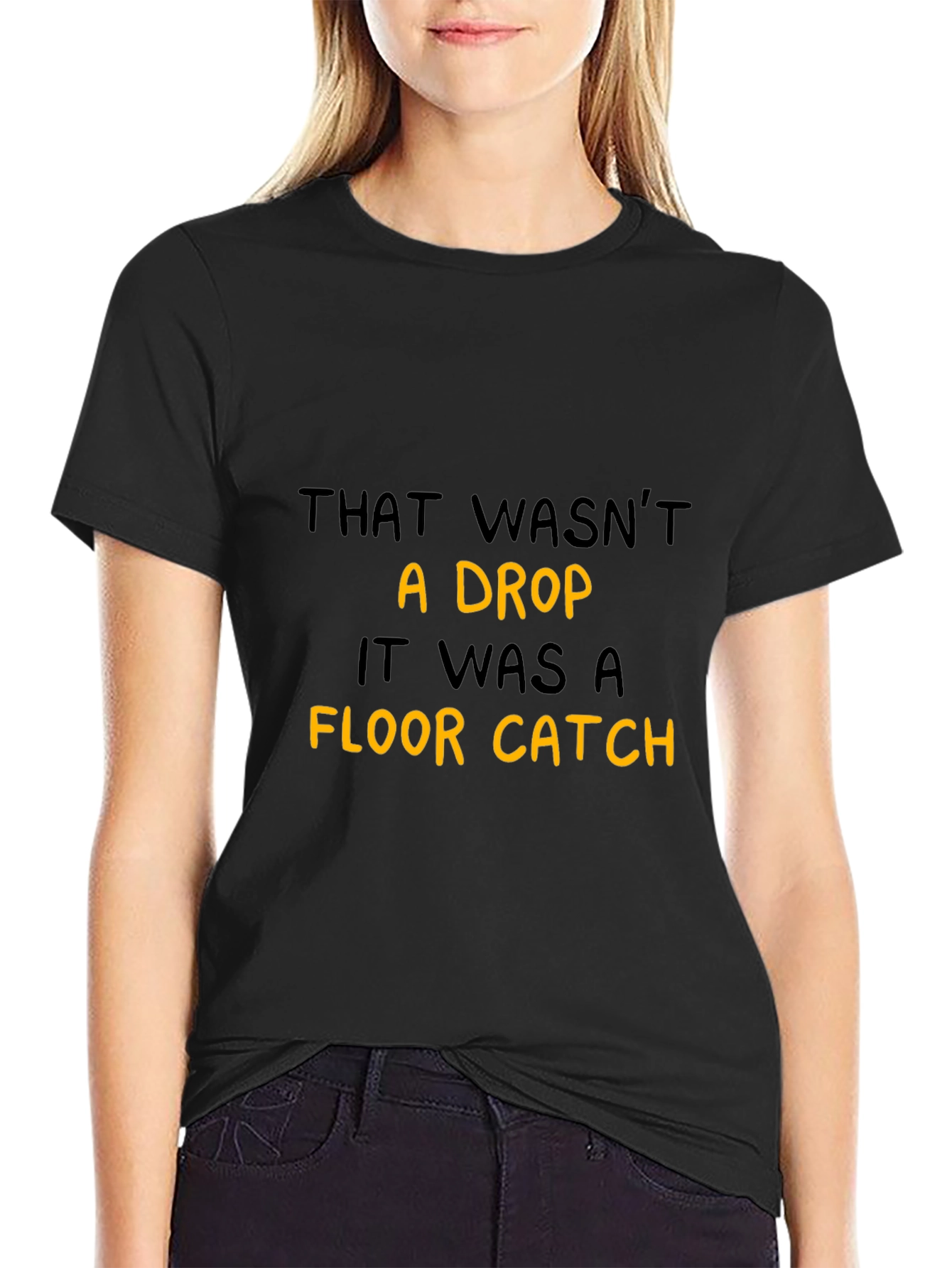 Funny Floor Catch Graphic Tee - Black Cotton