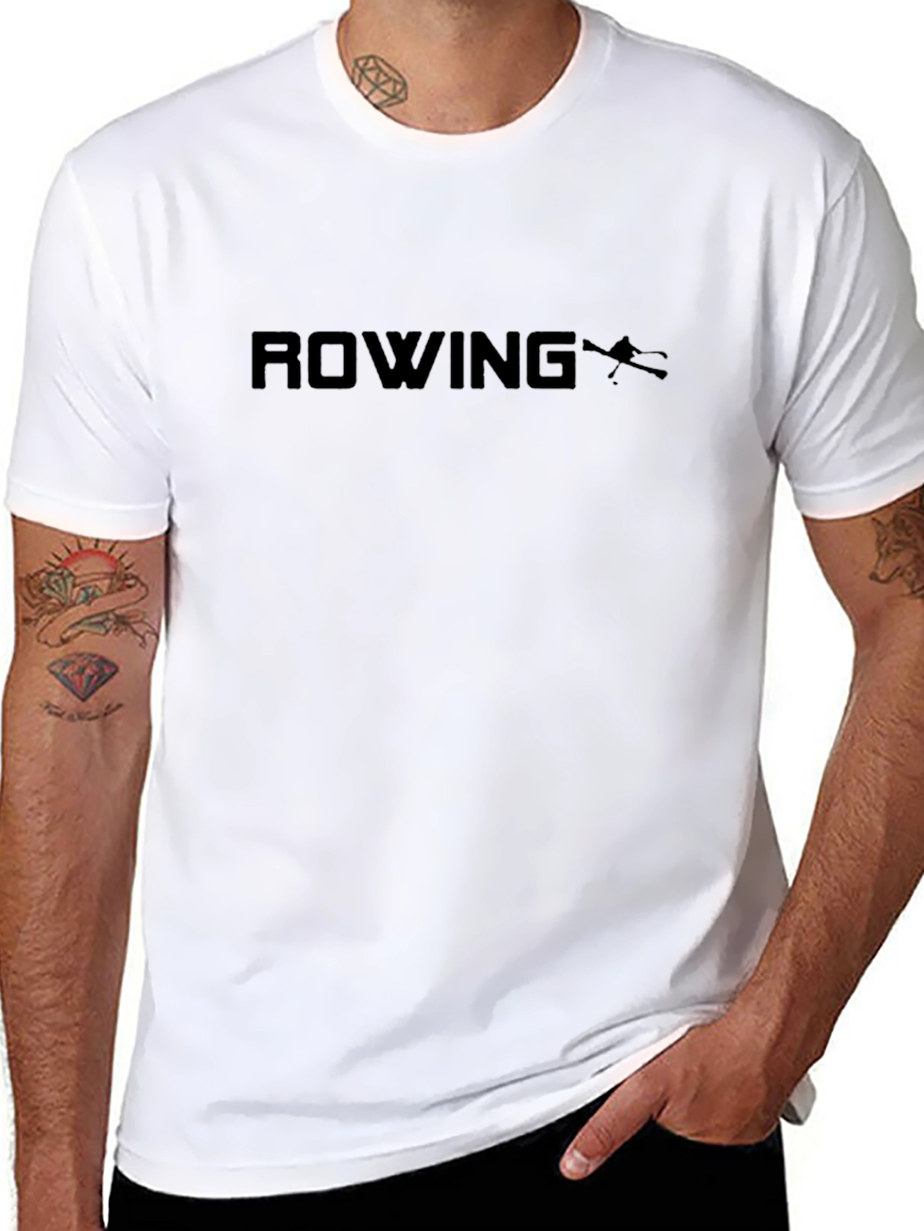 Rowing Graphic Tee - Black Cotton T-Shirt