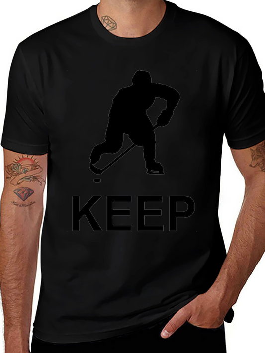Keep Hockey Player Tee - Black Graphic T-Shirt