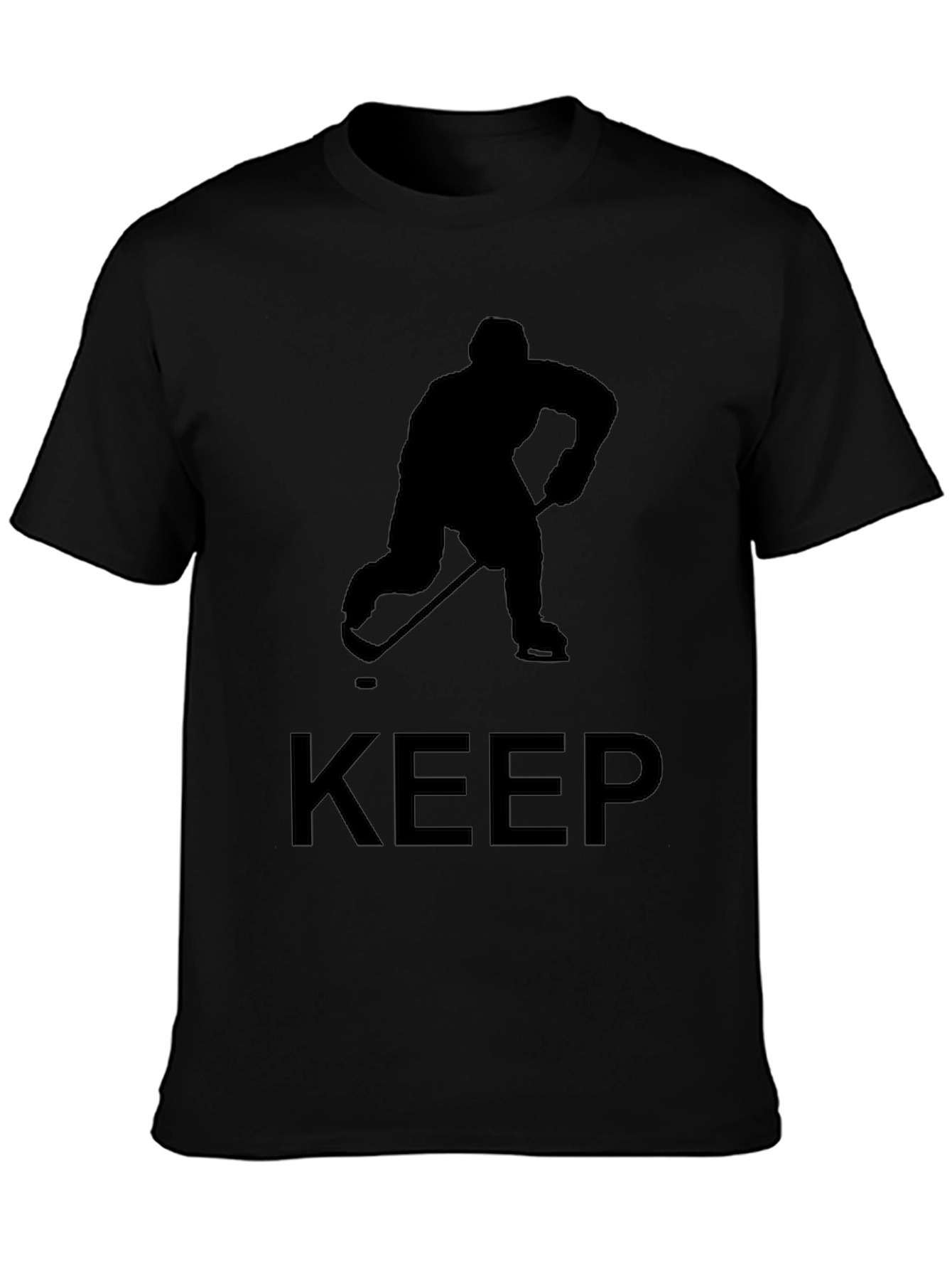 Keep Hockey Player Tee - Black Graphic T-Shirt