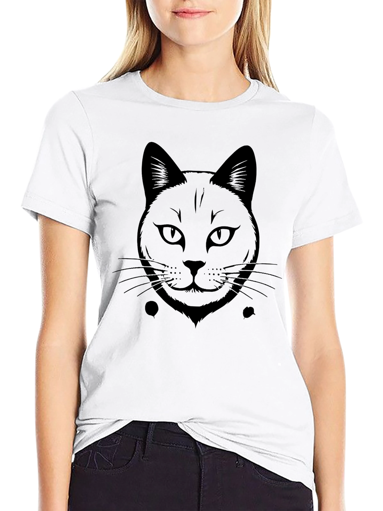 Black Cat Face Graphic T-Shirt - Unisex Style
