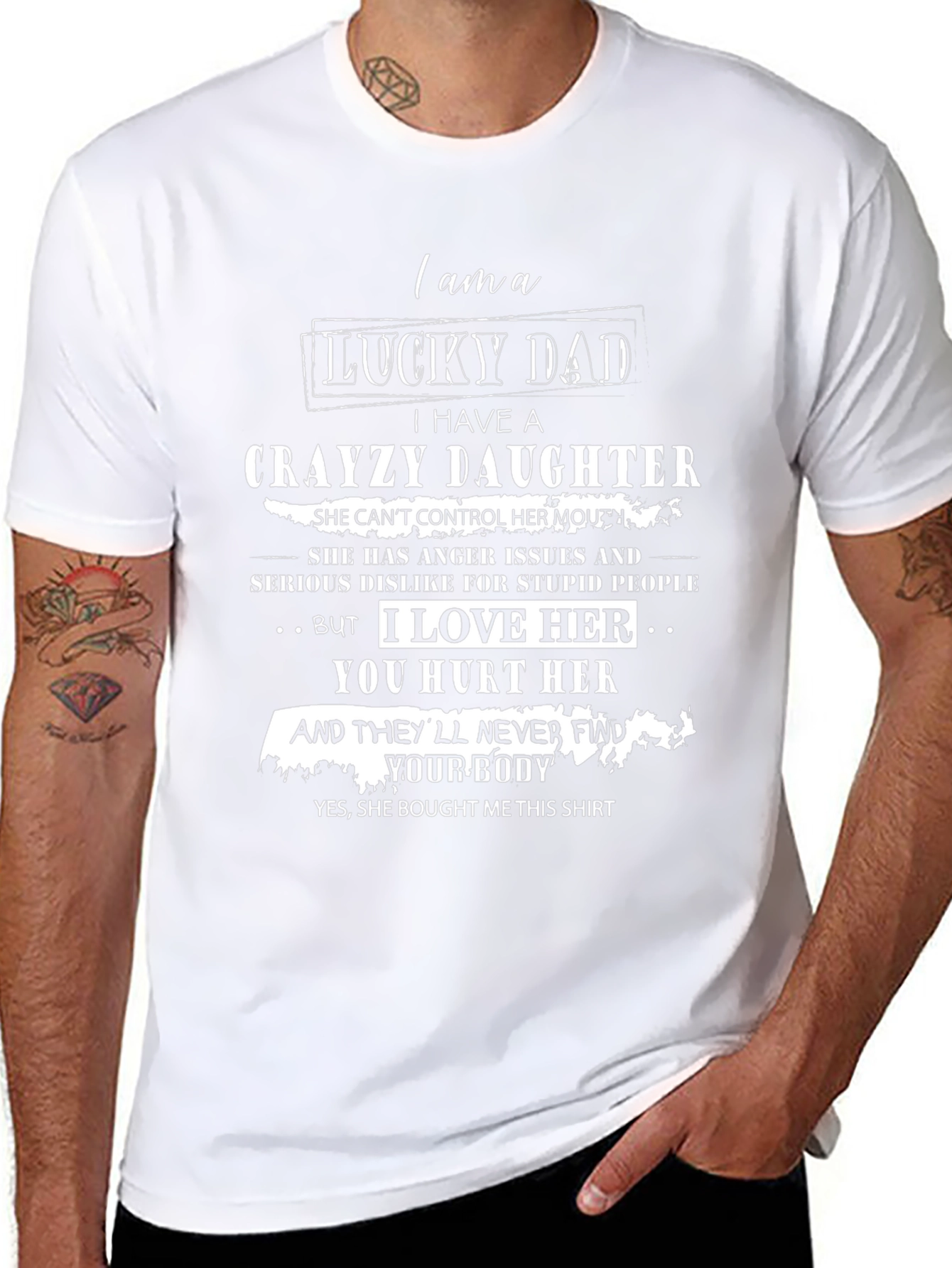 Lucky Dad with Crayzy Daughter Graphic T-Shirt