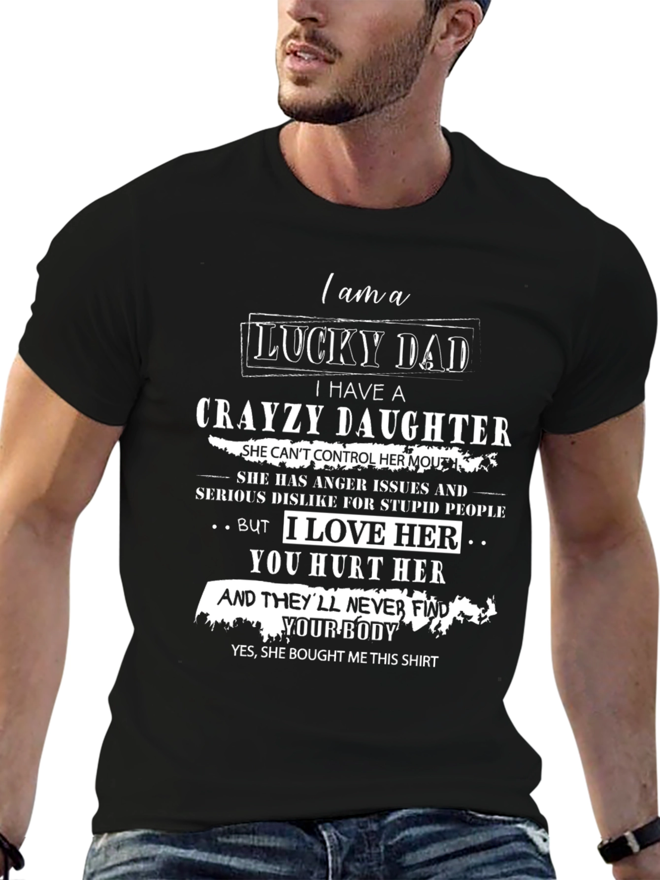 Lucky Dad with Crayzy Daughter Graphic T-Shirt