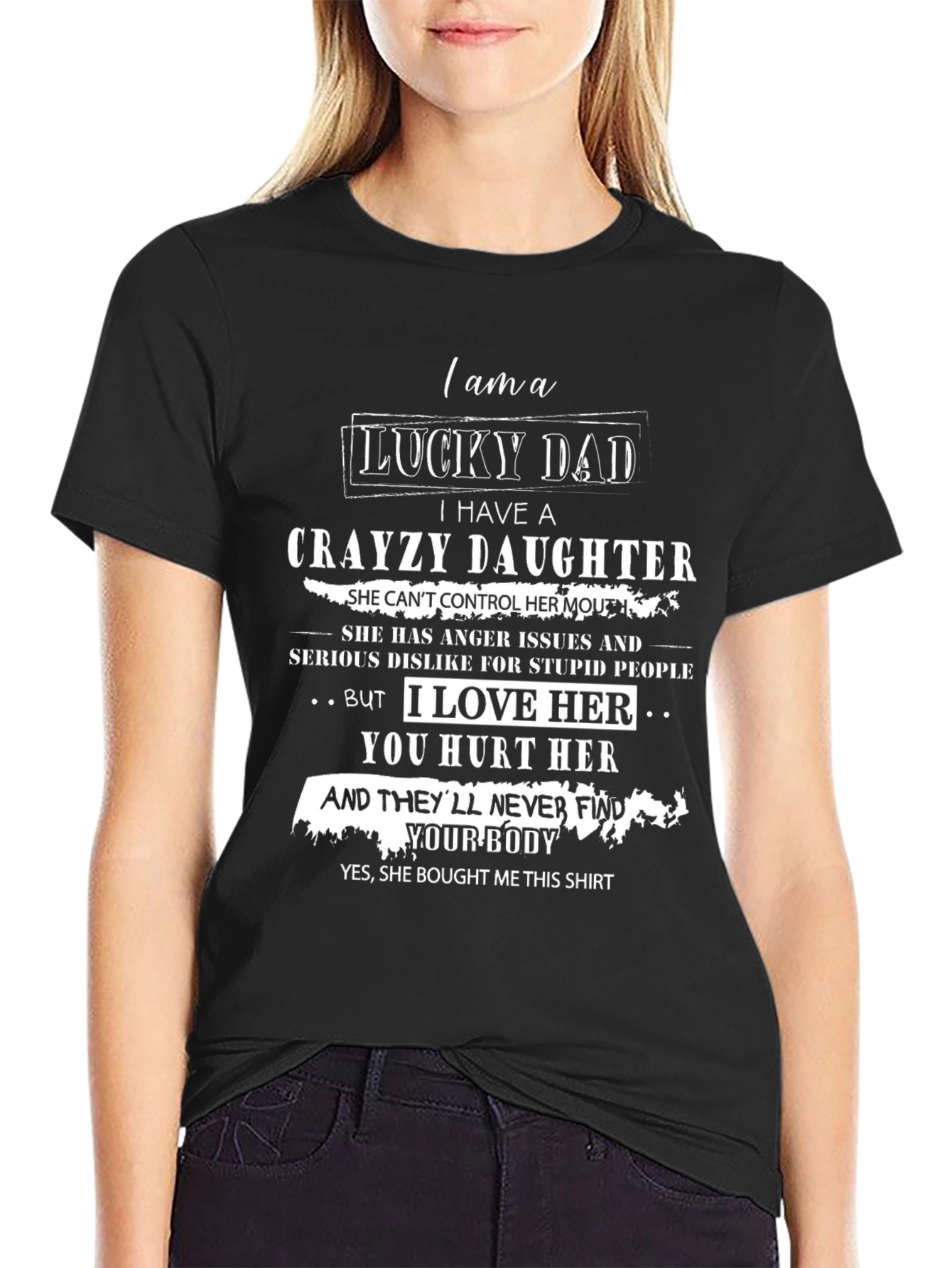 Lucky Dad with Crayzy Daughter Graphic T-Shirt