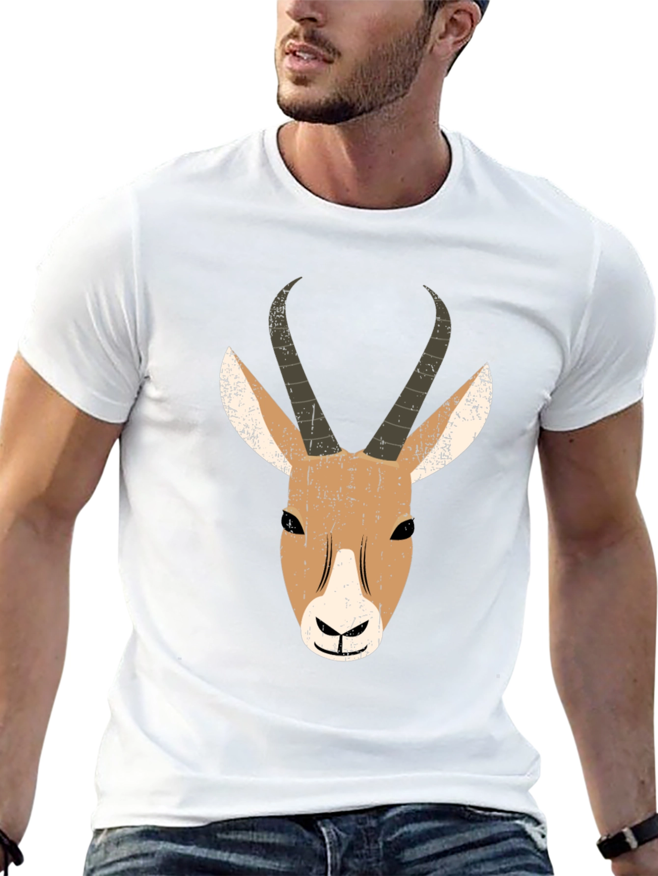 Antelope Graphic Print Black T-Shirt