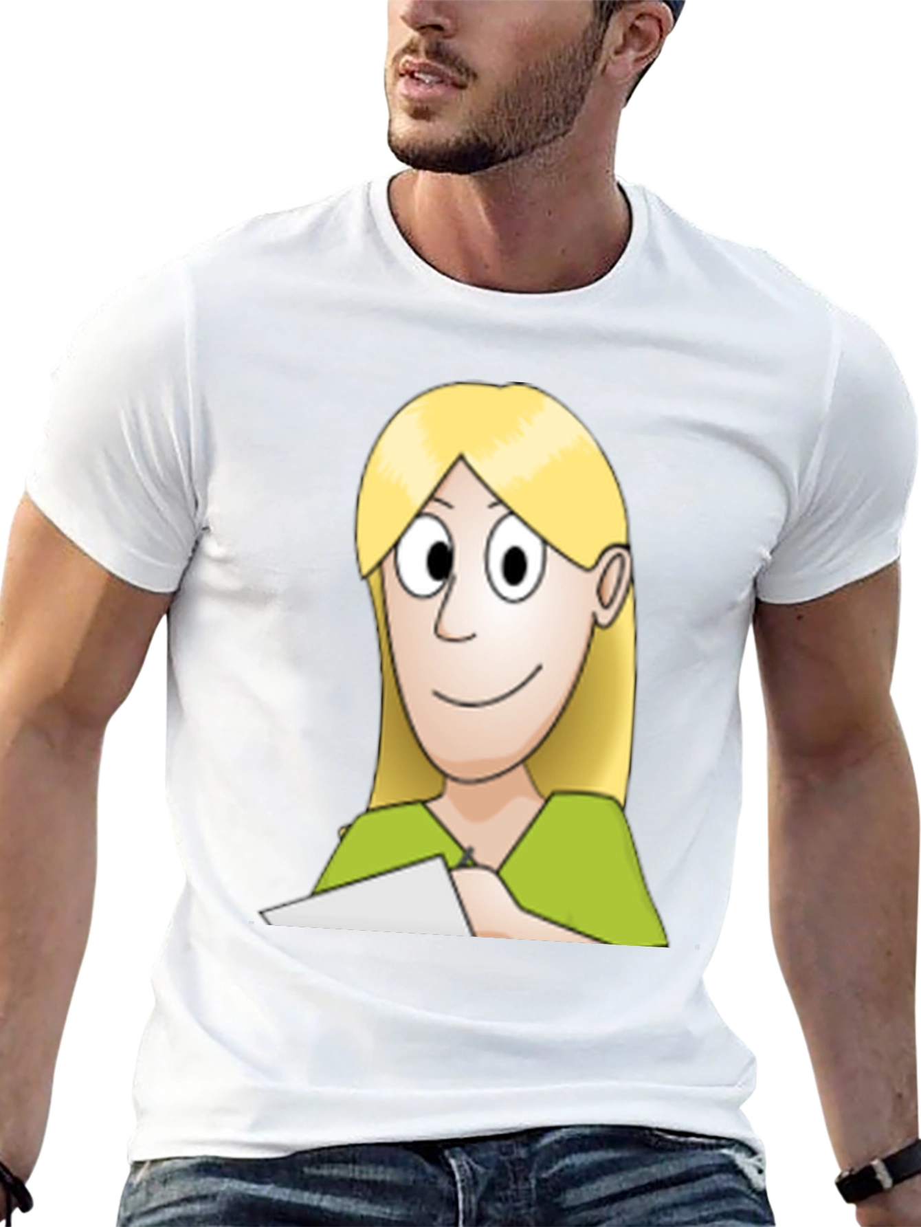 Cartoon Woman Graphic Tee - Black Unisex T-Shirt