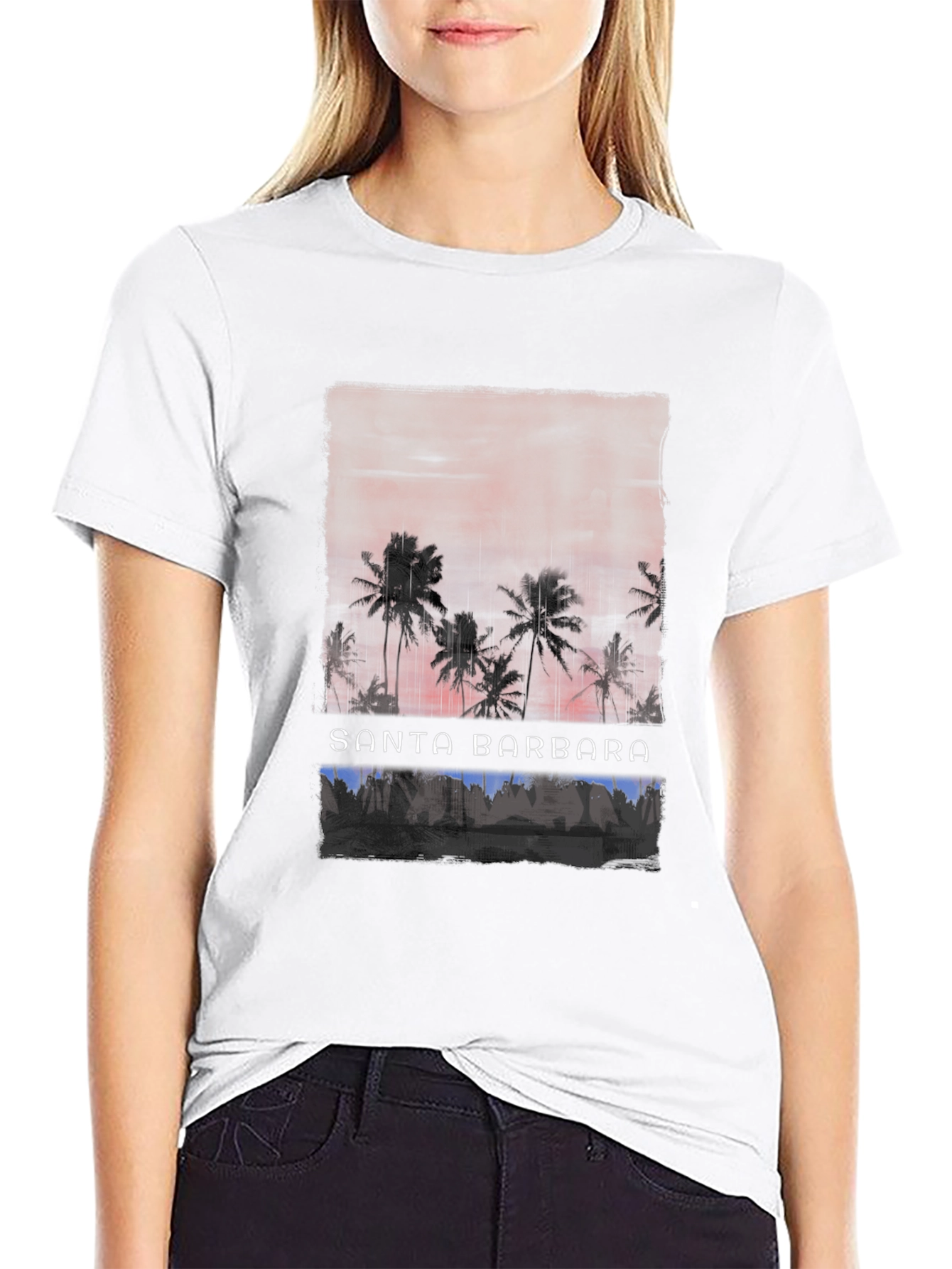 Santa Barbara Palm Tee - Retro Beach Vibes