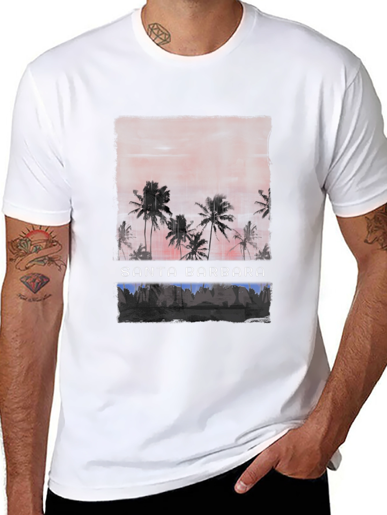 Santa Barbara Palm Tee - Retro Beach Vibes