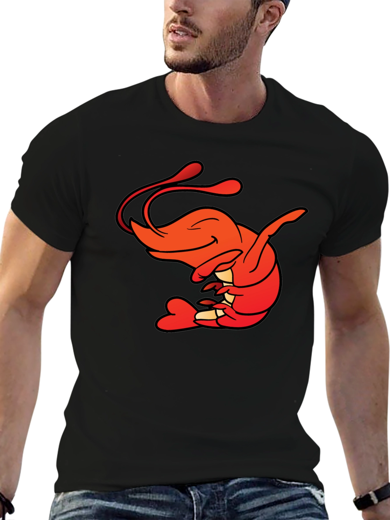 Shrimp Cartoon Graphic Tee - Funny Seafood Shirt