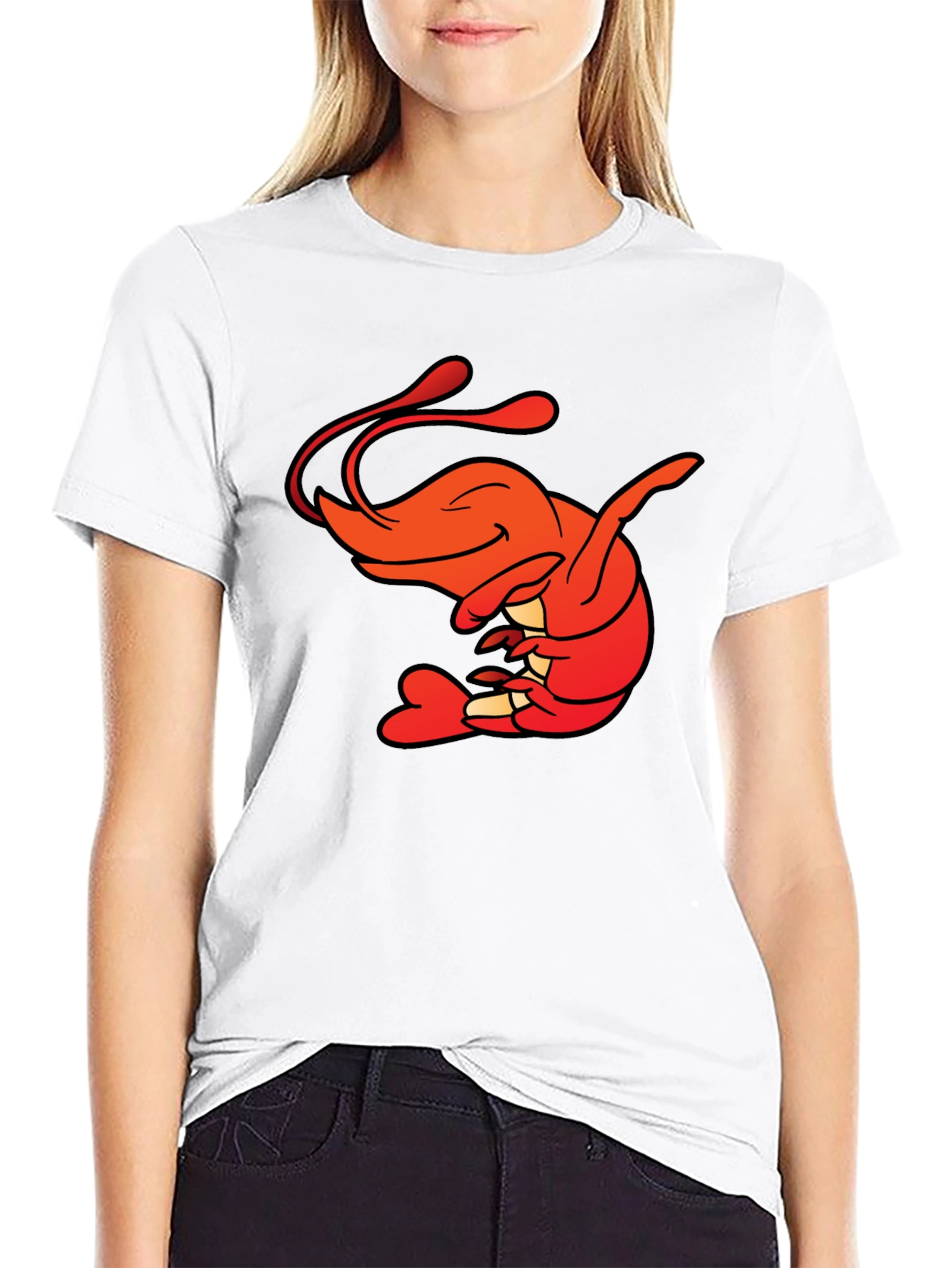 Shrimp Cartoon Graphic Tee - Funny Seafood Shirt