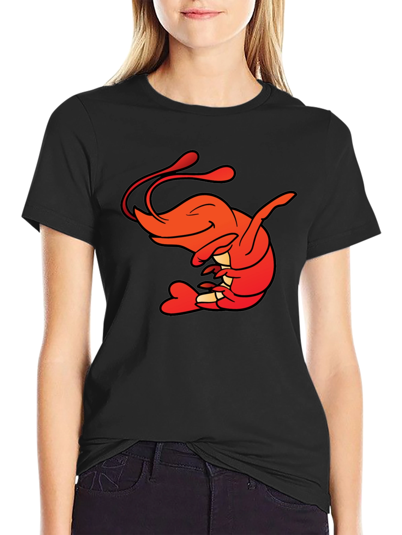 Shrimp Cartoon Graphic Tee - Funny Seafood Shirt