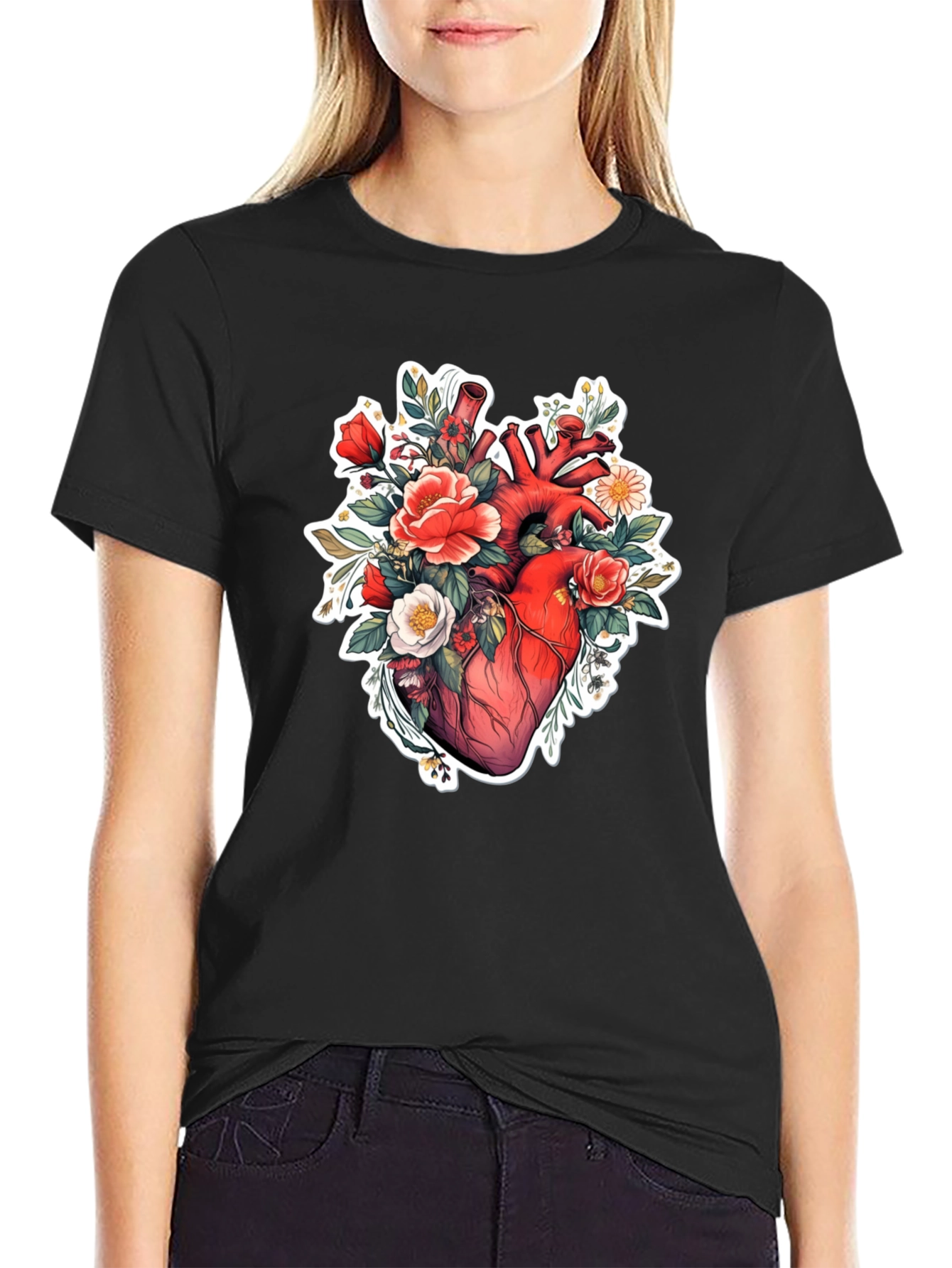 Anatomical Heart Floral T-Shirt