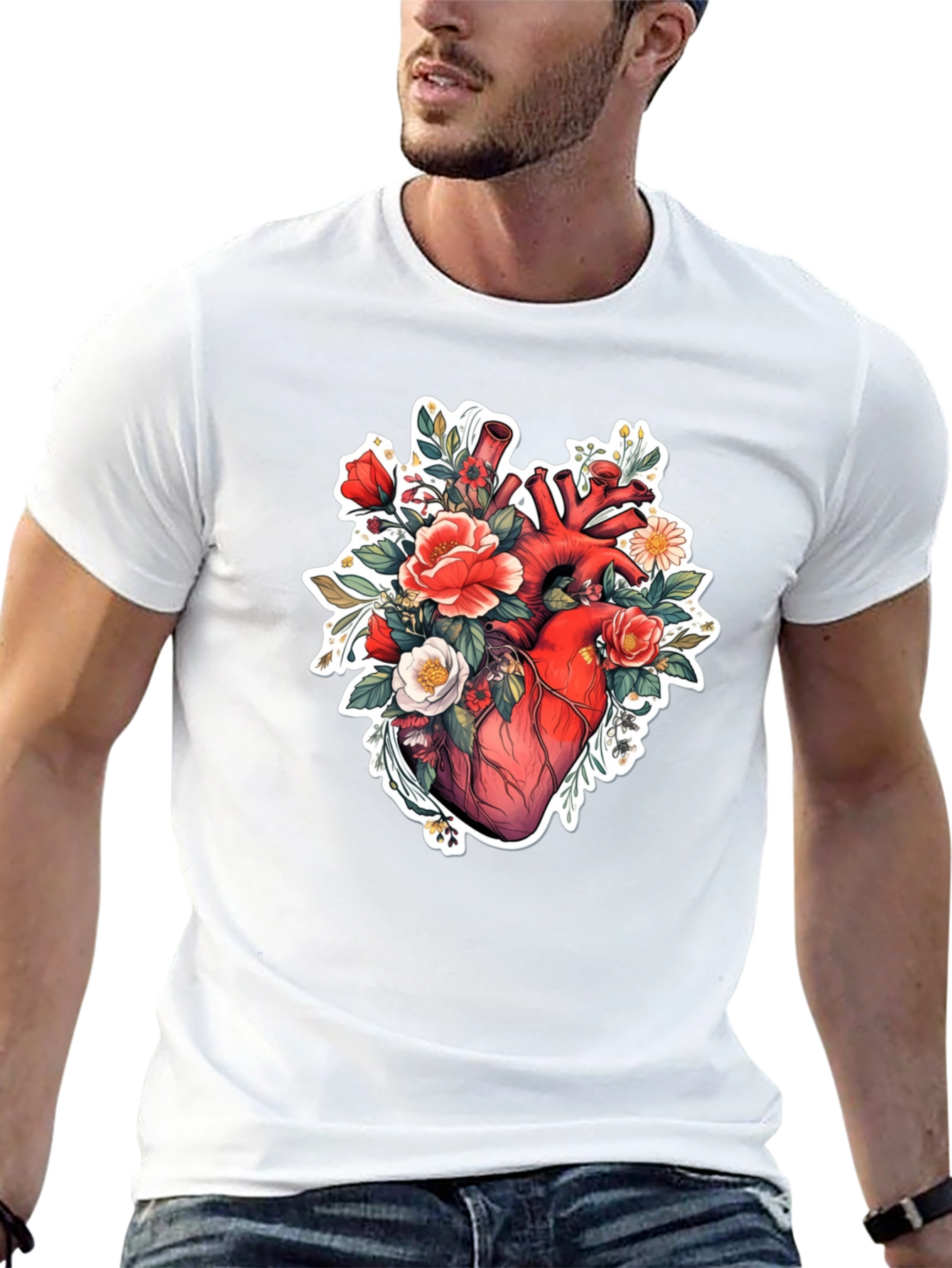 Anatomical Heart Floral T-Shirt