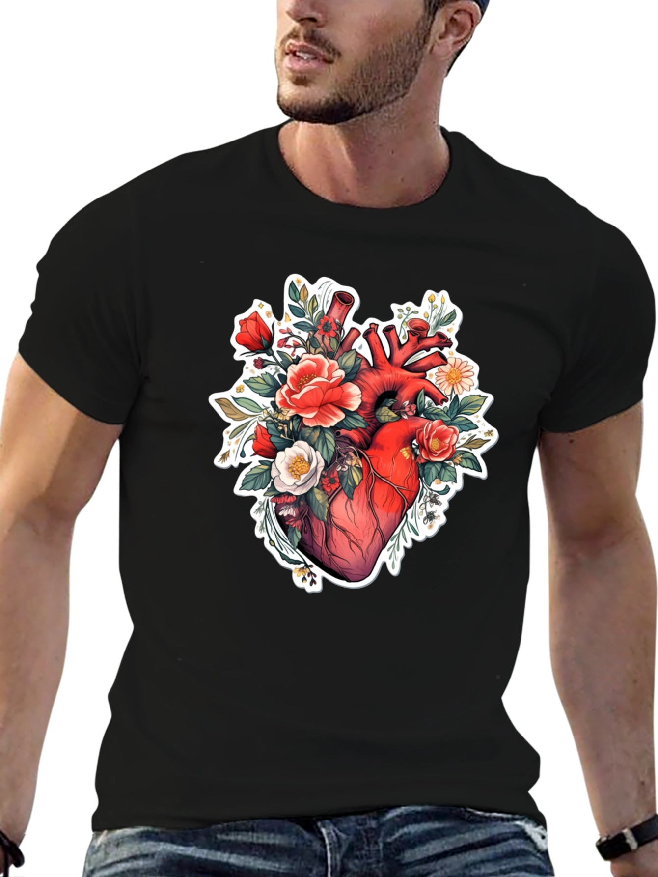 Anatomical Heart Floral T-Shirt