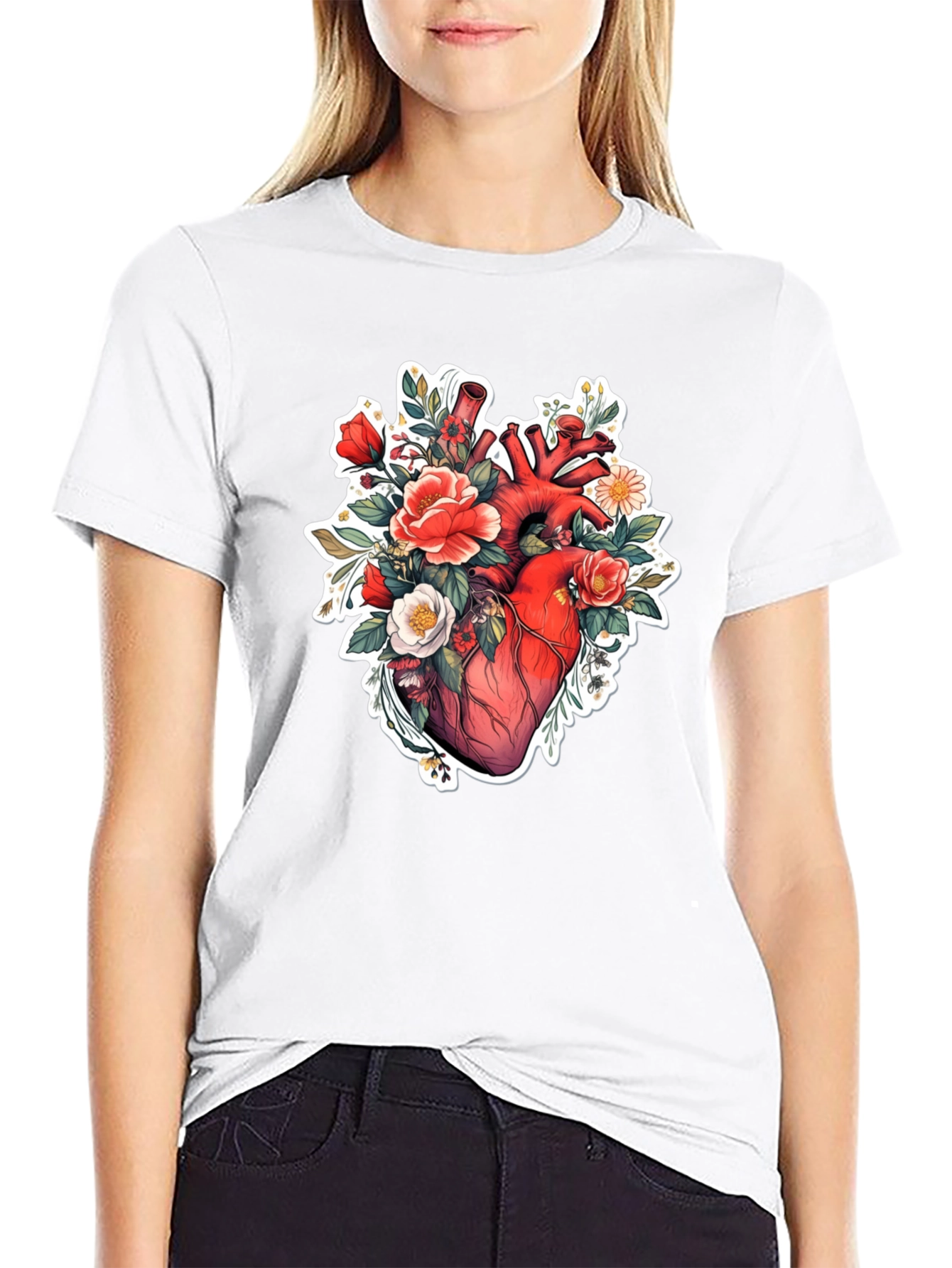 Anatomical Heart Floral T-Shirt