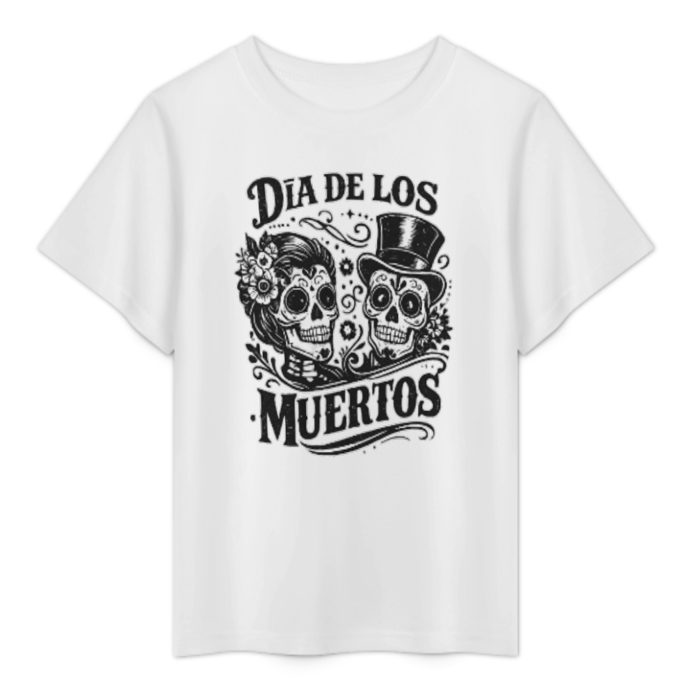 Dia De Los Muertos Graphic Tee, Gothic Skull Couple Shirt, Retro Halloween Streetwear Top, Oversized Monochrome Casual T-Shirt, Alternative Fashion Graphic Tee(z550)